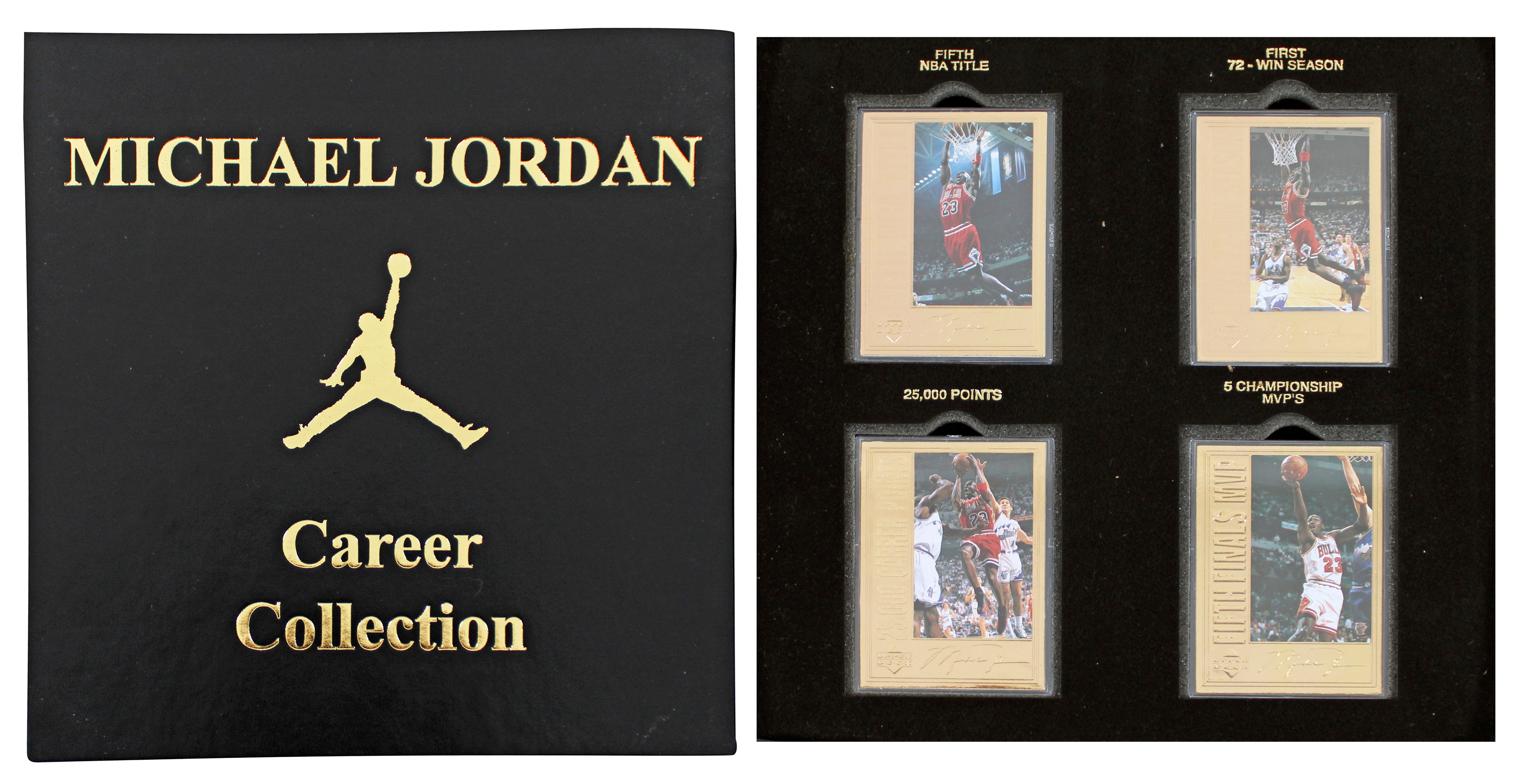 1996 Upper Deck Michael Jordan Career Collection 4 Card Set #'d 10000 22 Kt Gold