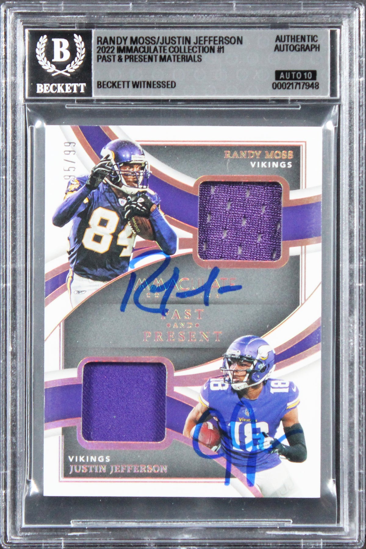 Moss & Jefferson Signed 2022 Immaculate Materials #1 95/99 Card Auto 10 BAS Slab