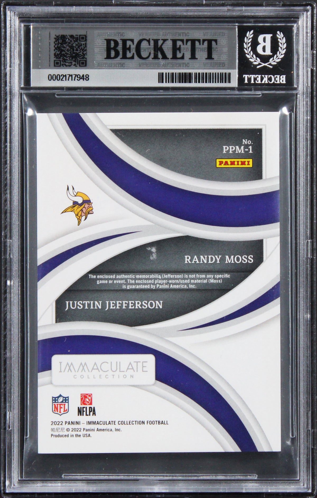 Moss & Jefferson Signed 2022 Immaculate Materials #1 95/99 Card Auto 10 BAS Slab