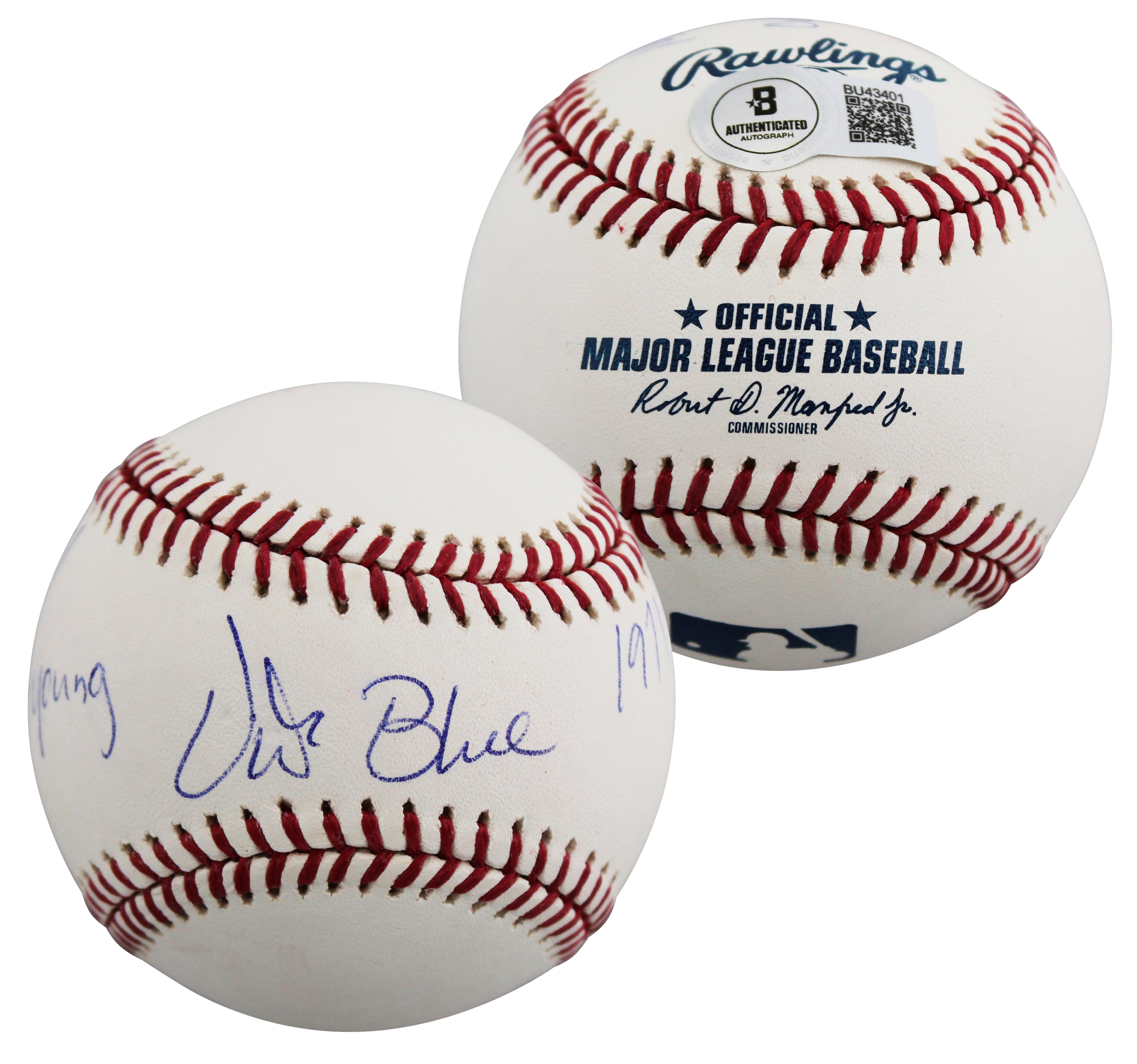 Athletics Vida Blue "71 Cy Young, 71 MVP" Signed OAL Baseball BAS #BU43401