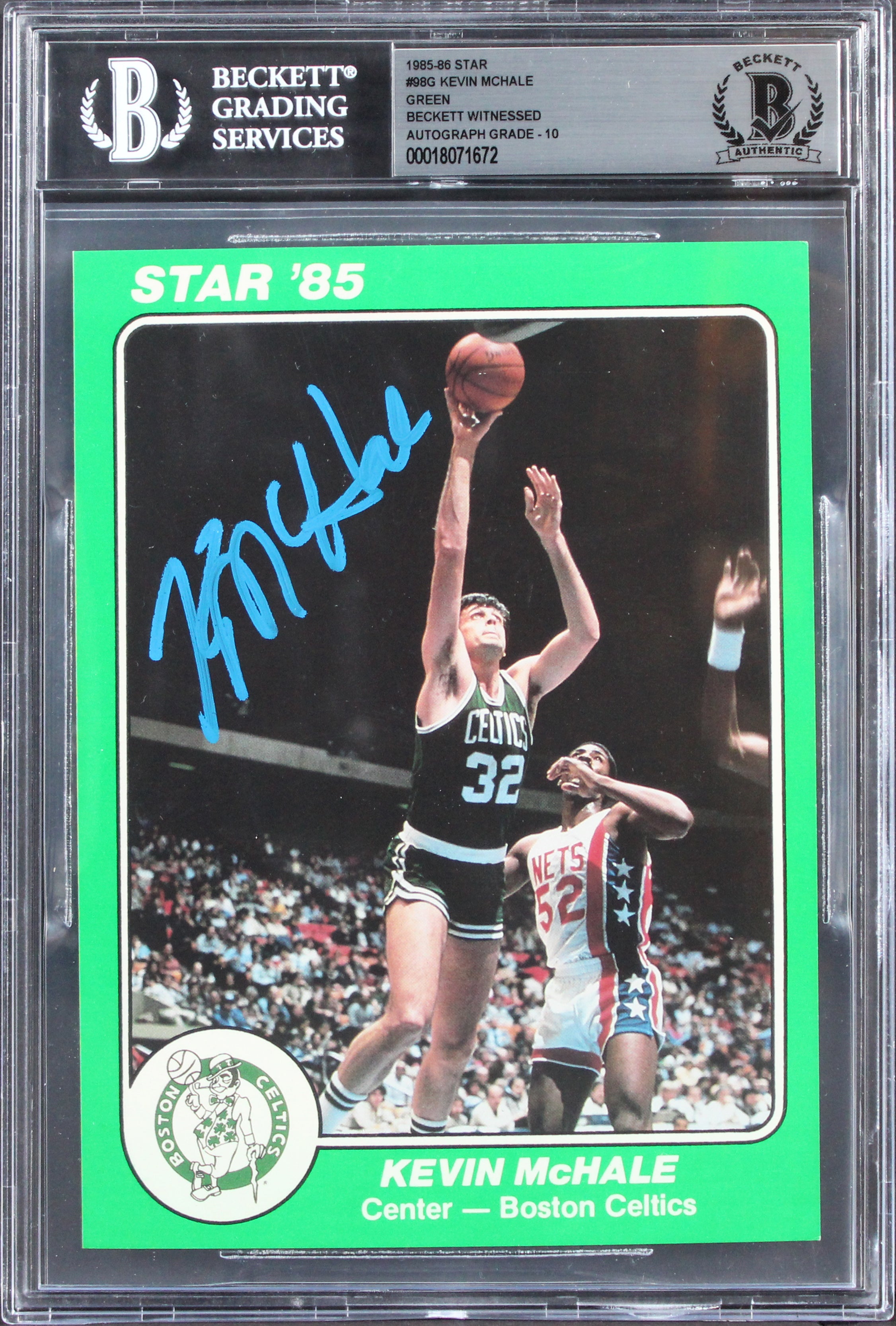 Celtics Kevin McHale Signed 1985 Star #98G 5x7 Card Auto Graded 10! BAS Slabbed