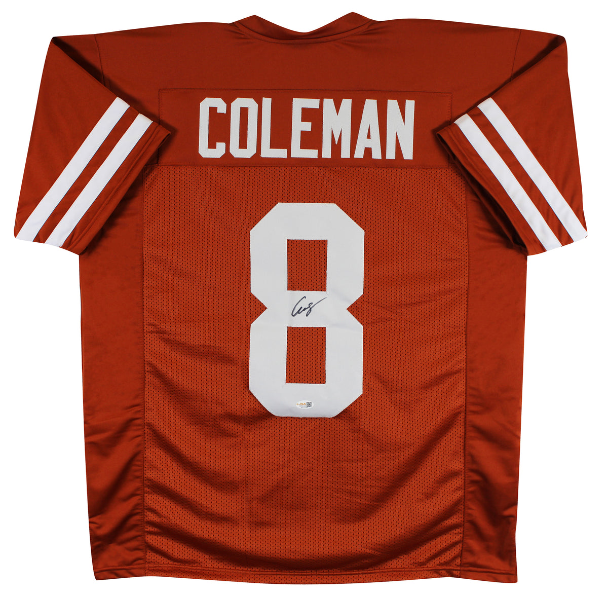 Texas Cam Coleman Authentic Signed Burnt Orange Pro Style Jersey JSA Witness