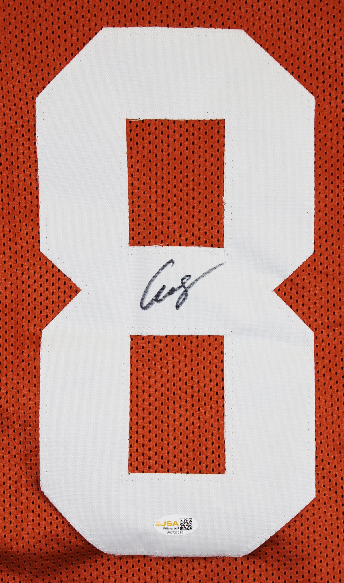 Texas Cam Coleman Authentic Signed Burnt Orange Pro Style Jersey JSA Witness
