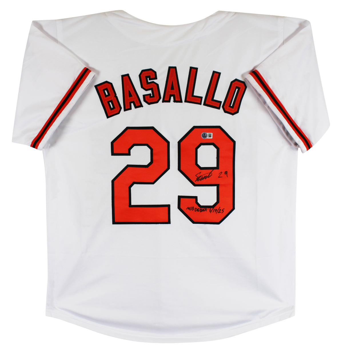 Samuel Basallo "MLB Debut 8/17/25" Authentic Signed White Pro Style Jersey BAS