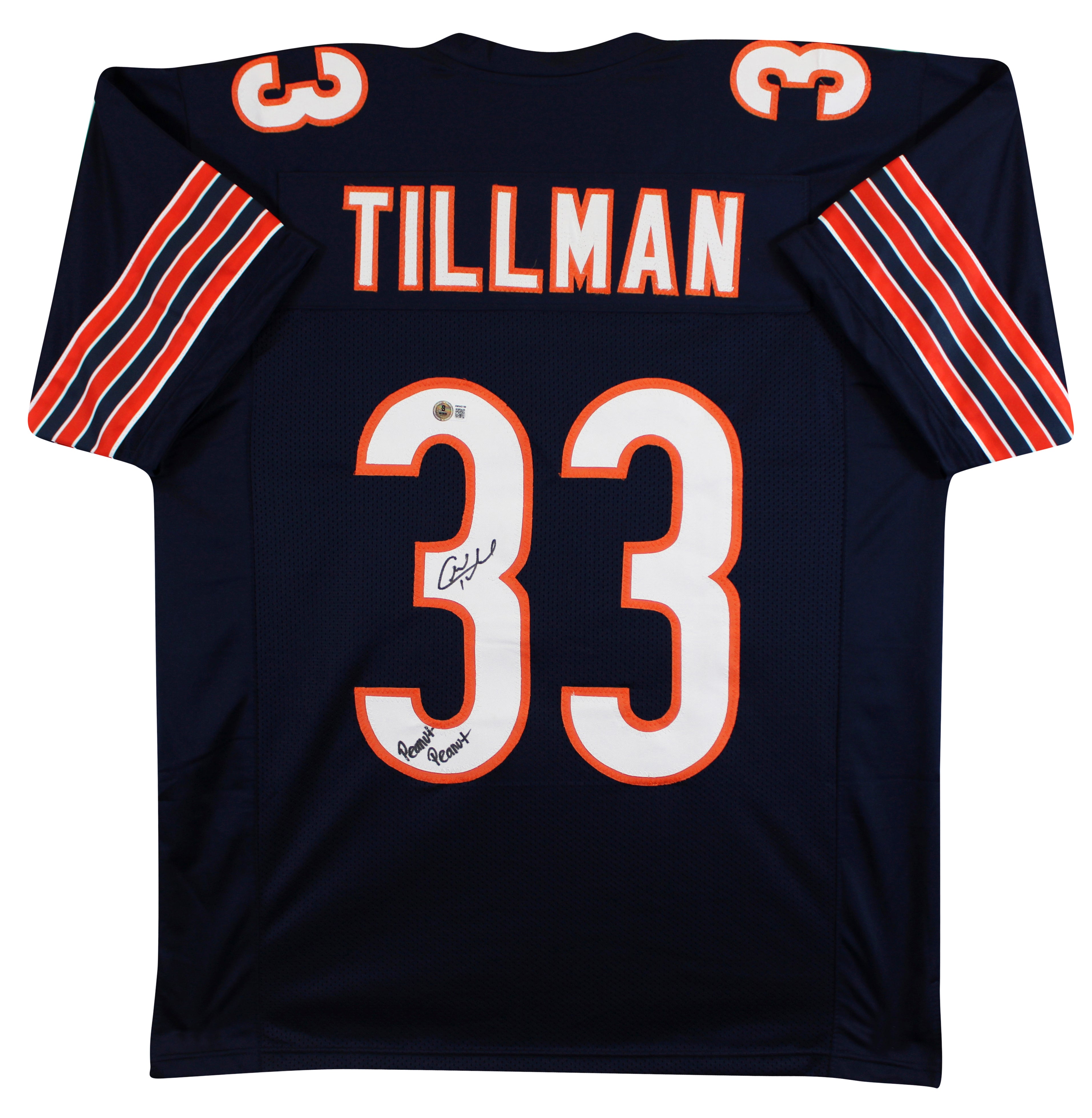 Charles Tillman "Peanut Peanut" Signed Navy Pro Style Jersey BAS Wit #4W645196
