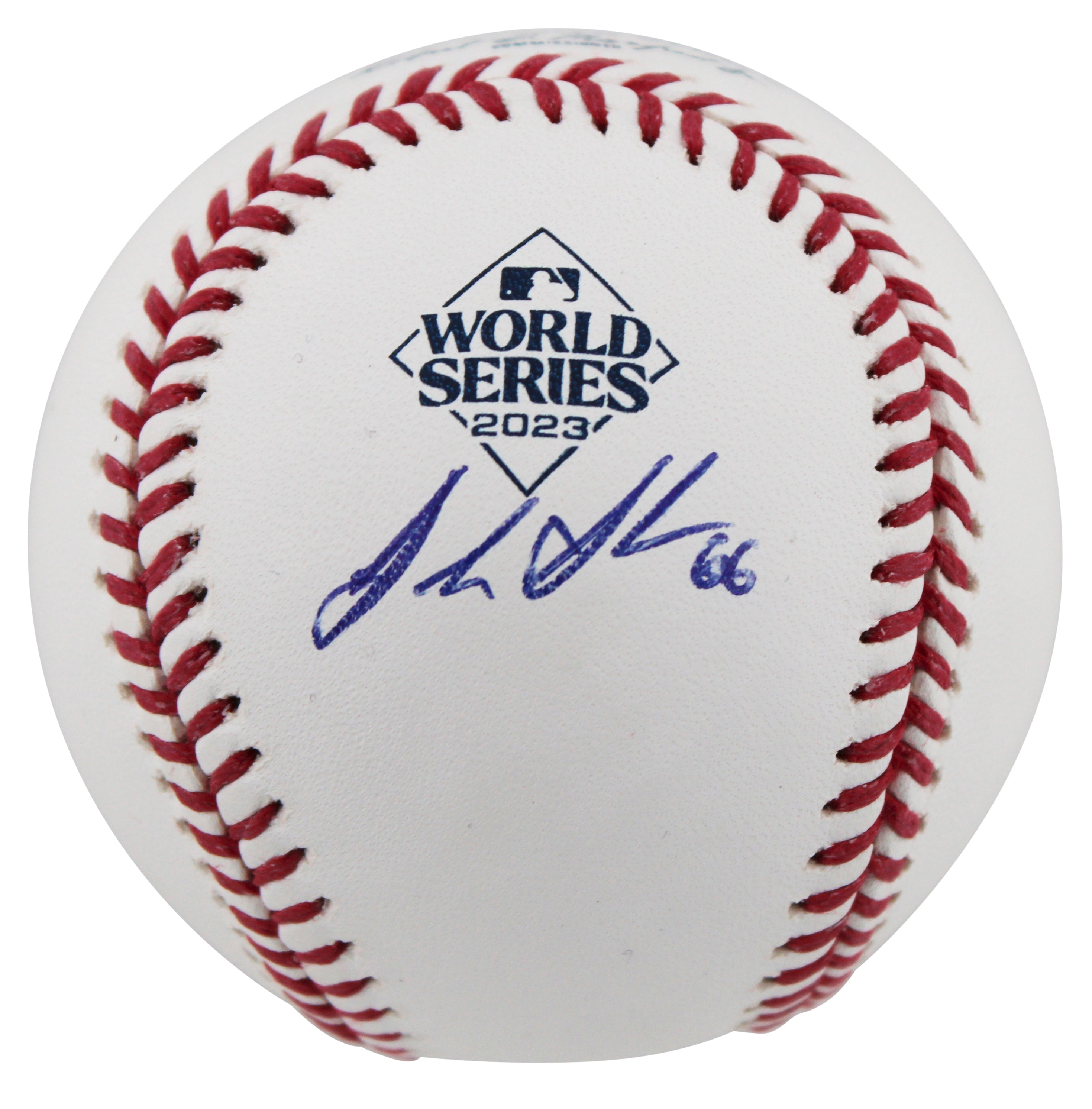 Rangers Josh Sborz Authentic Signed 2023 World Series Logo Baseball BAS #BQ45348