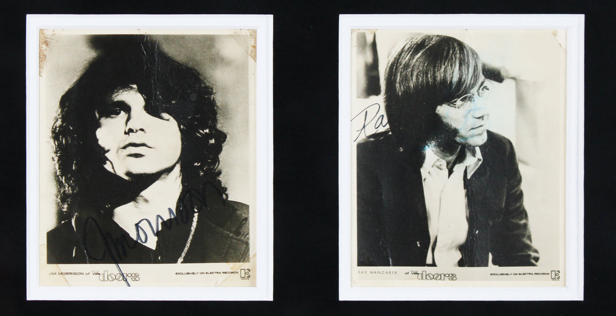 The Doors (4) Morrison, Manzarek, Krieger & Densmore Signed Framed Display JSA