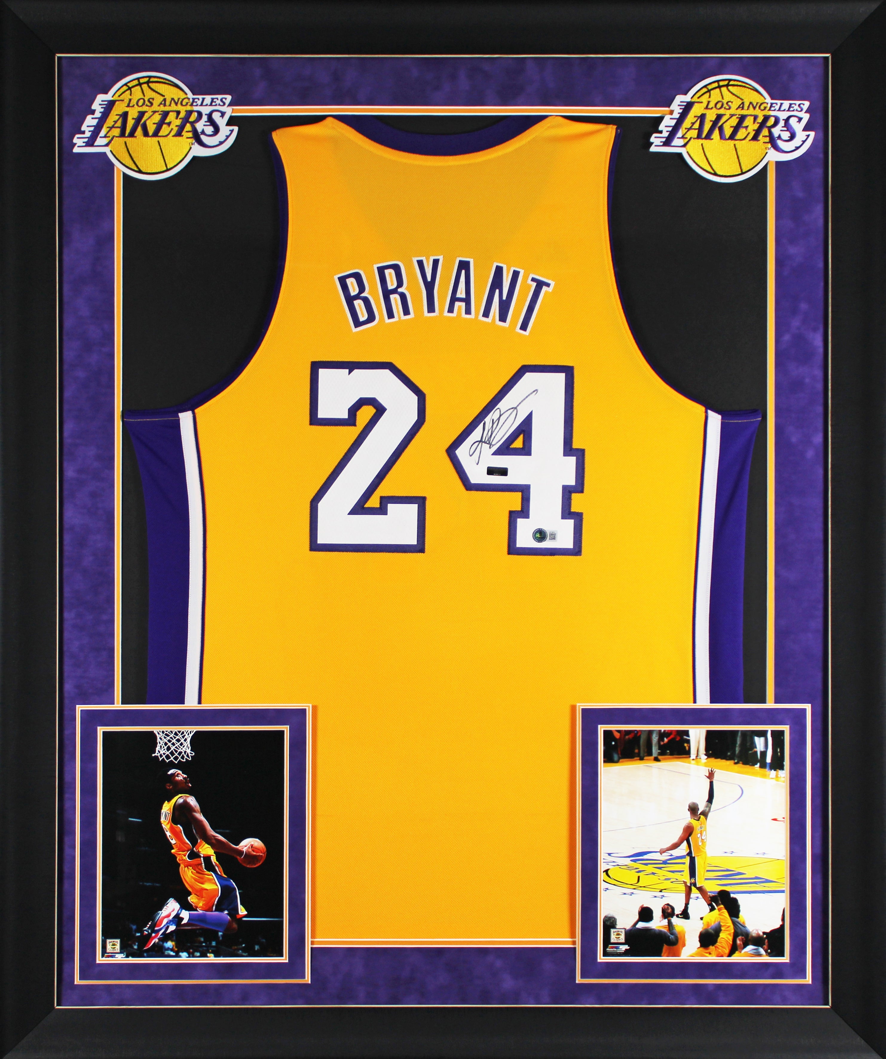 Lakers Kobe Bryant Authentic Signed Yellow Nike Framed Jersey BAS #AE13674