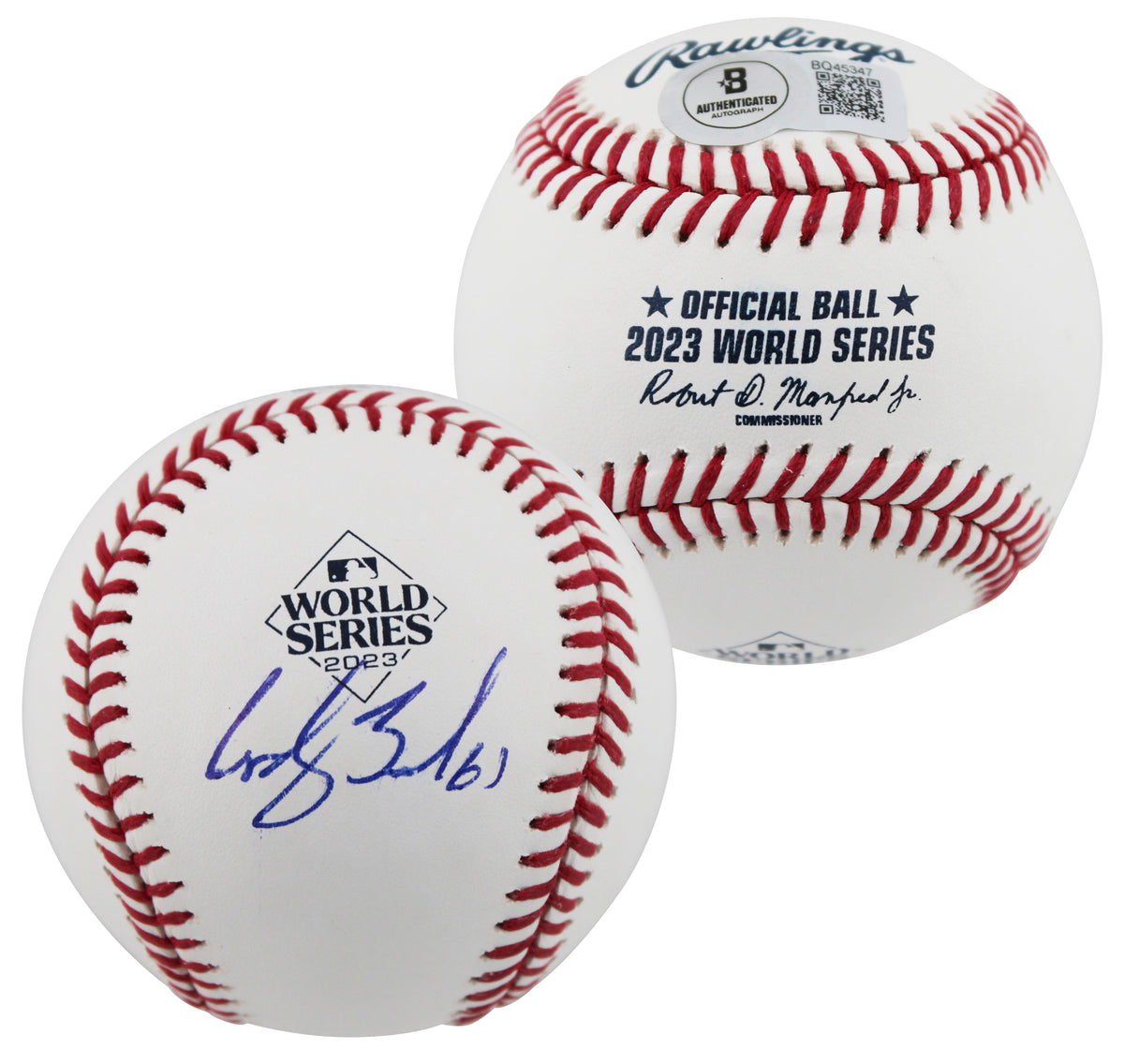 Rangers Cody Bradford Signed 2023 World Series Logo Baseball BAS #BQ45347