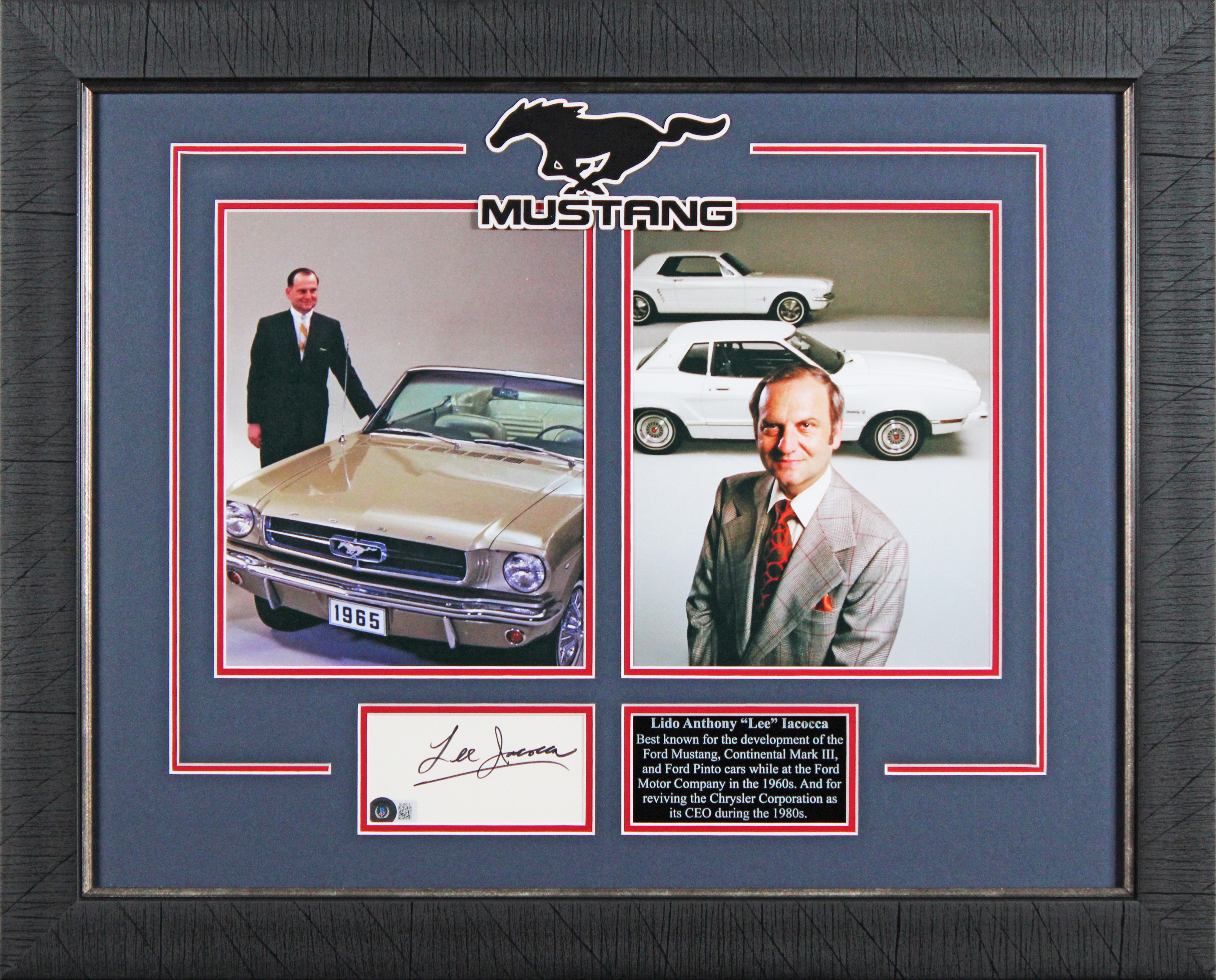 Lee Iacocca Authentic Signed 3x5 Index Card Framed Display Autographed BAS