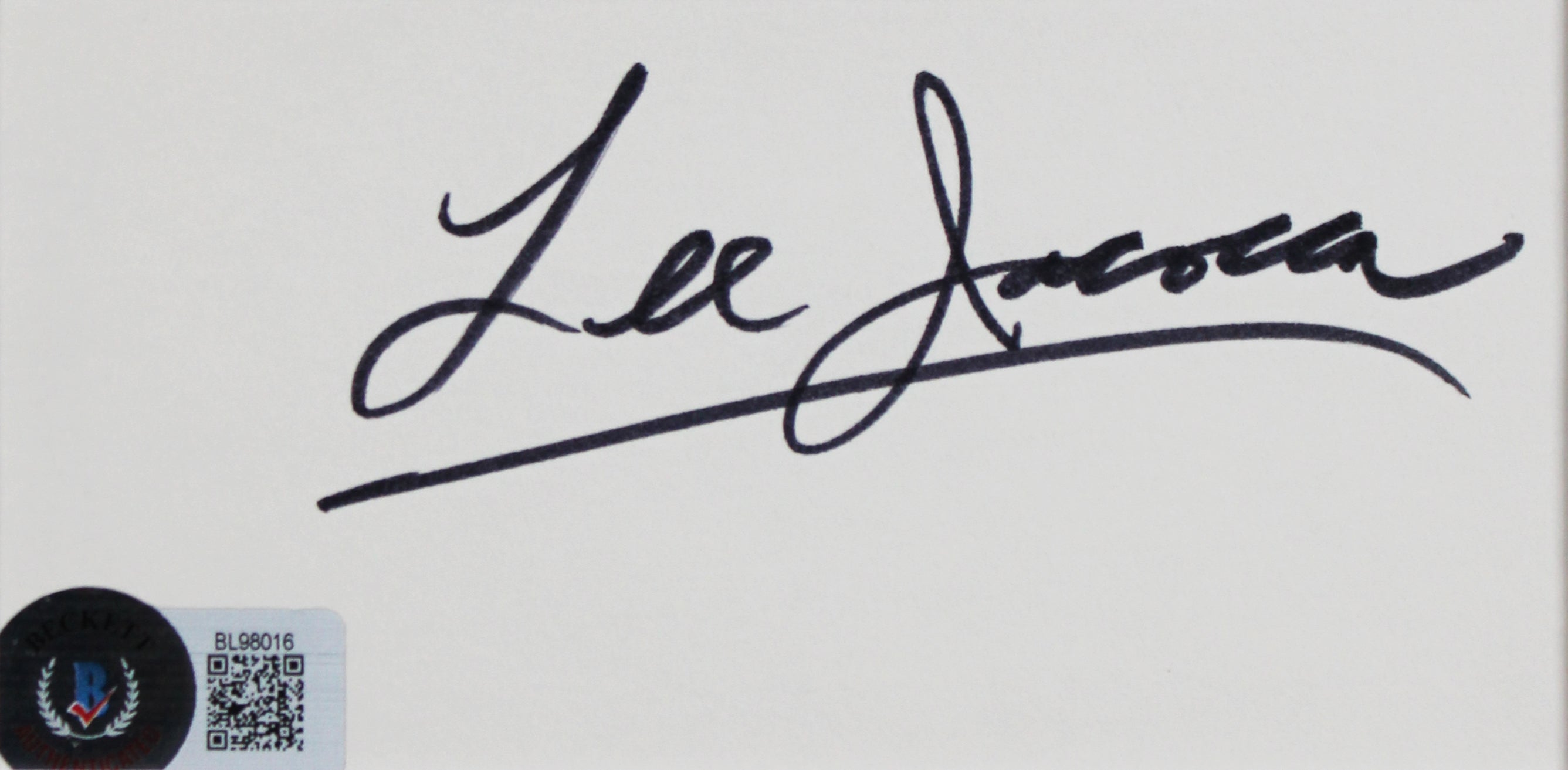 Lee Iacocca Authentic Signed 3x5 Index Card Framed Display Autographed BAS
