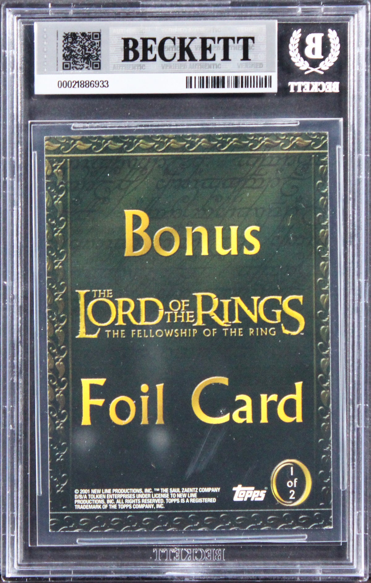 Elijah Wood Signed 2001 Hobby Japan LOTR Bonus Foil #1 Card Auto 10! BAS Slabbed