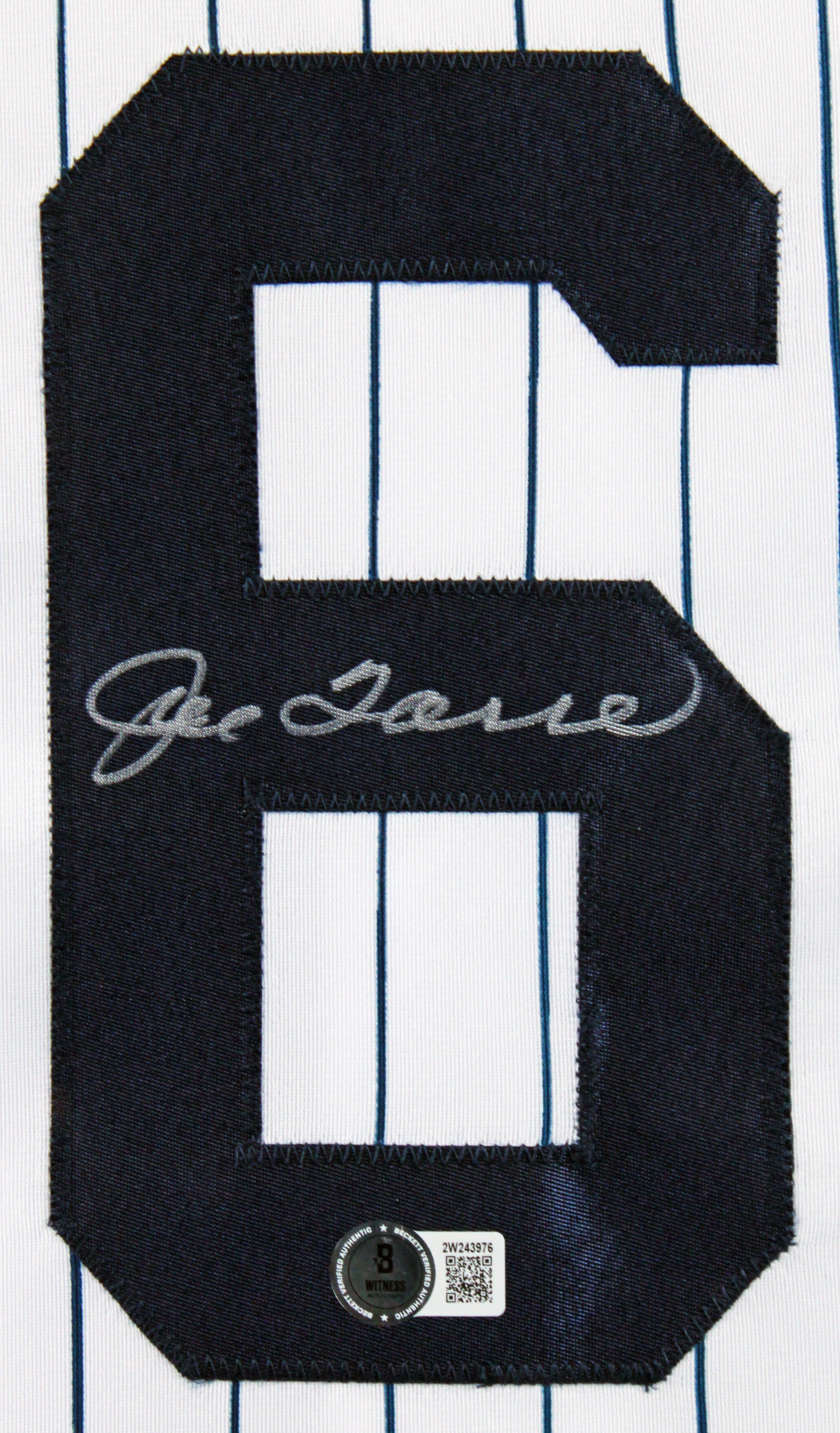 Joe Torre Authentic Signed White Pinstripe Pro Style Framed Jersey BAS Witnessed