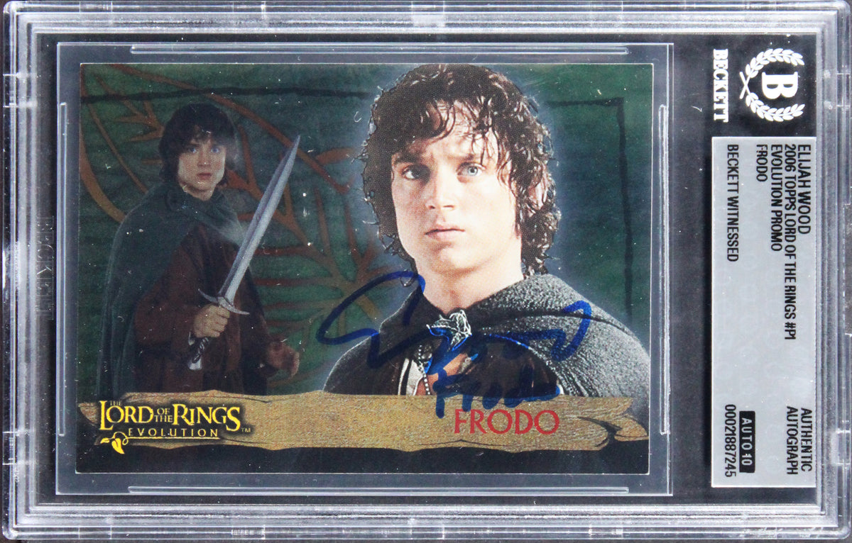 Elijah Wood "Frodo" Signed 2006 Topps LOTR Promo #P1 Card Auto 10! BAS Slabbed