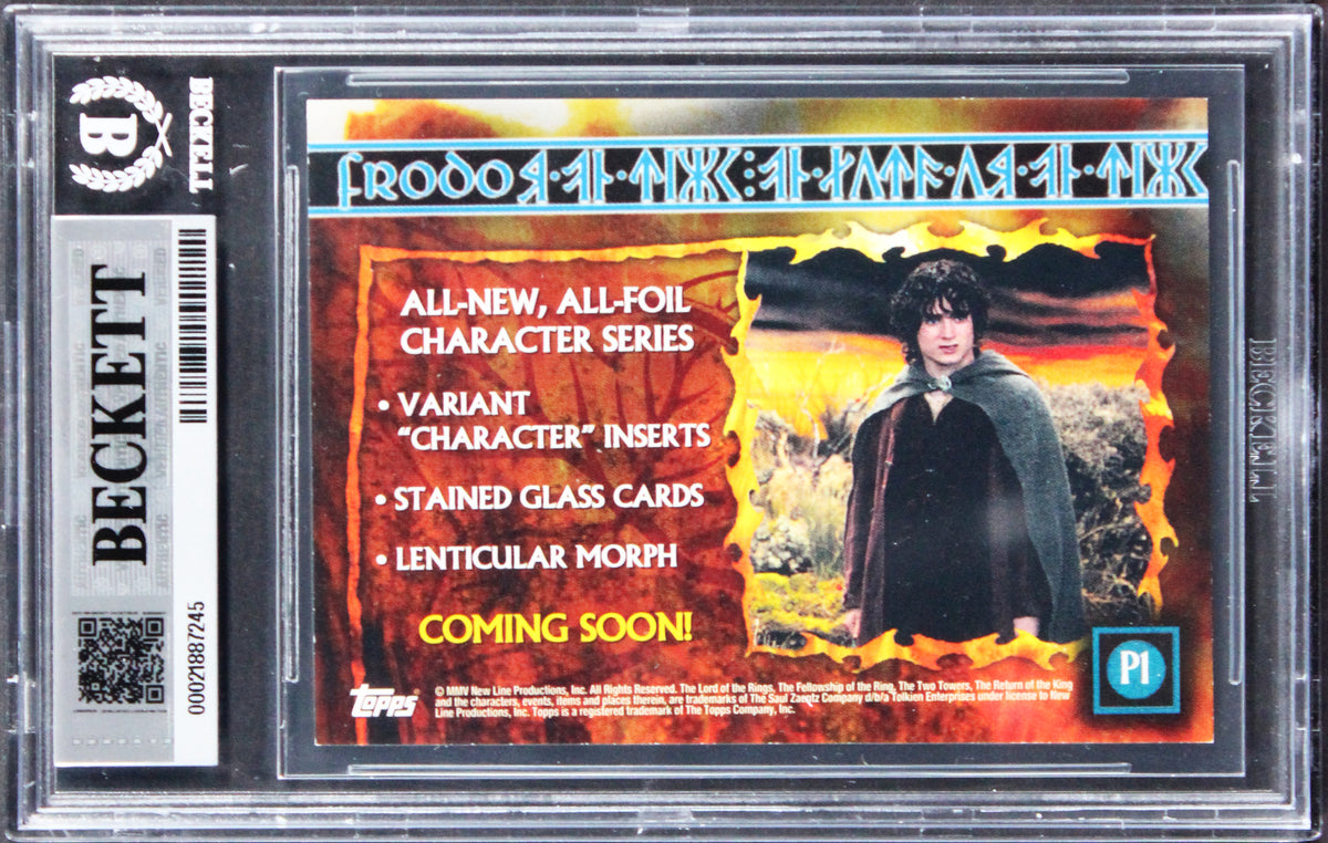Elijah Wood "Frodo" Signed 2006 Topps LOTR Promo #P1 Card Auto 10! BAS Slabbed