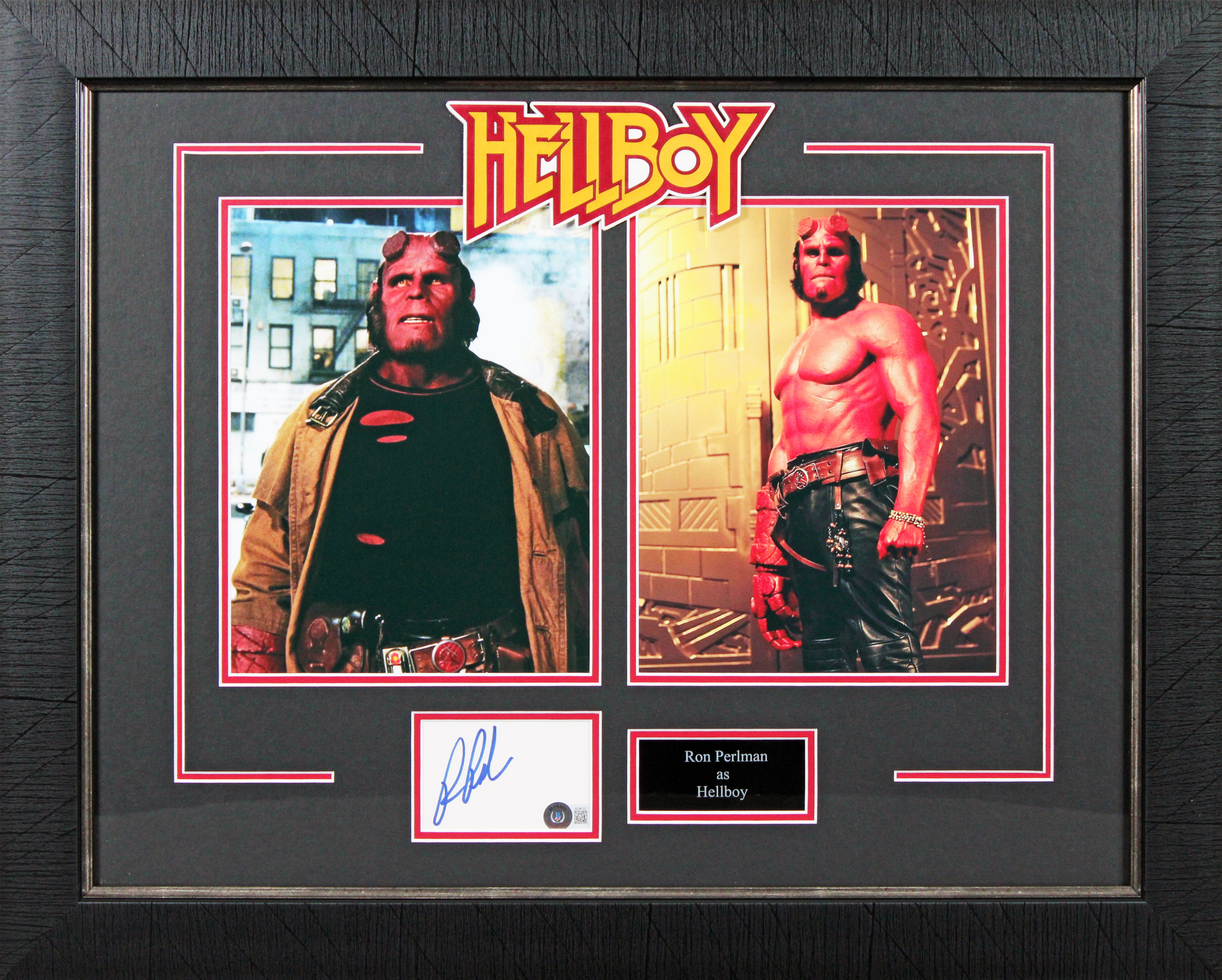 Ron Perlman Hellboy Authentic Signed & Framed 3x5 Index Card Autographed BAS