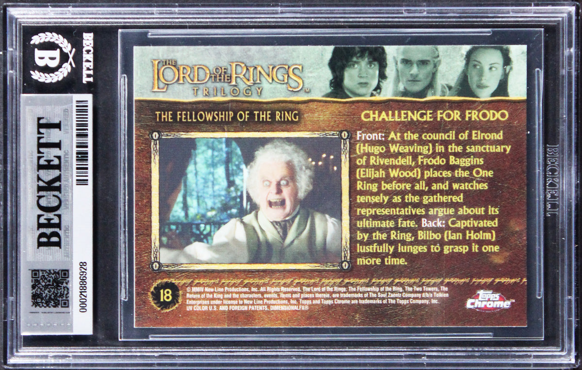 Elijah Wood "Frodo" Signed 2004 Topps Chrome LOTR #18 Card Auto 10! BAS Slabbed