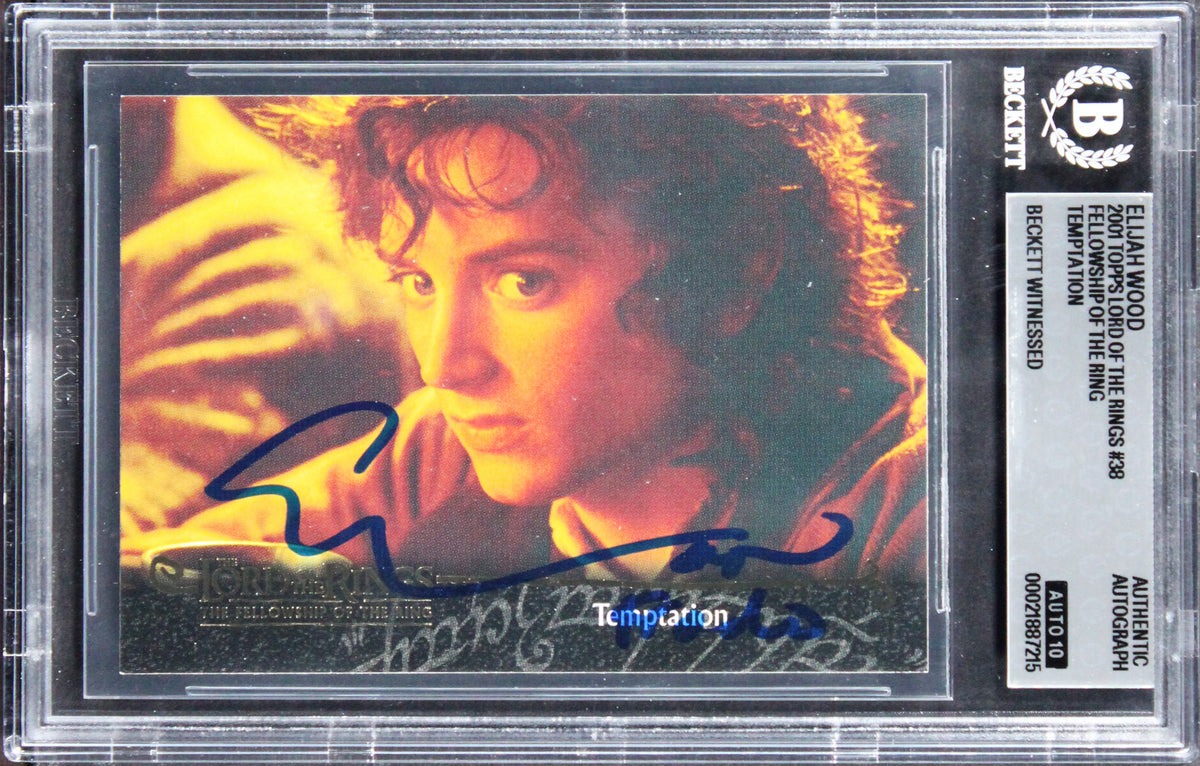 Elijah Wood "Frodo" Signed 2001 Topps LOTR FOTR #38 Card Auto GM 10! BAS Slabbed