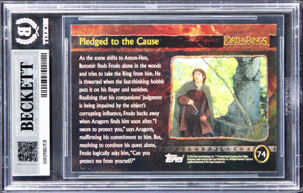Elijah Wood "Frodo" Signed 2001 Topps LOTR #74 Card Auto Grade 10! BAS Slabbed
