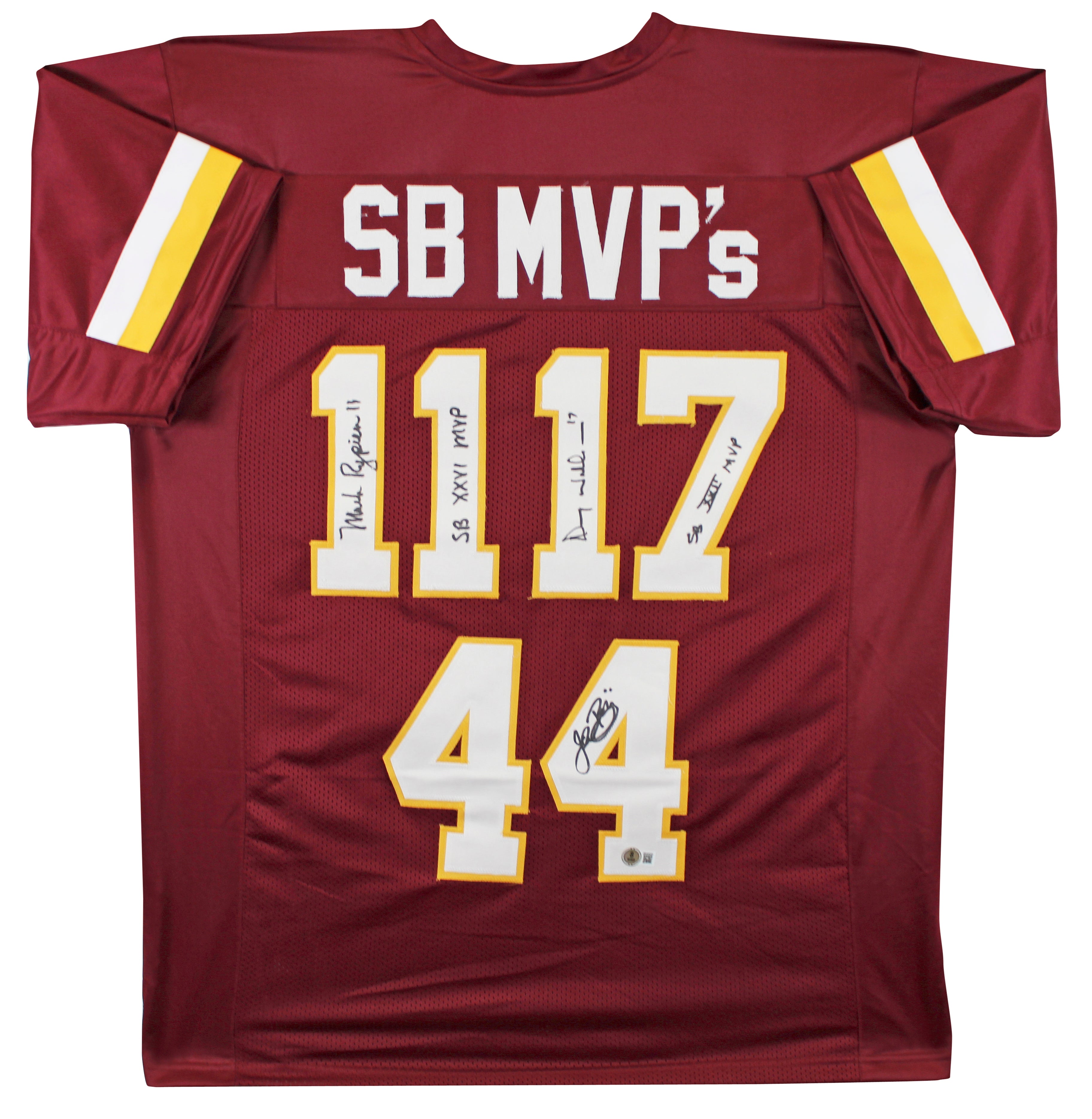 ** HOLIDAY DOORBUSTER ** SB MVPs (3) Williams, Rypien & Riggins Signed Maroon Pro Style Jersey BAS Wit