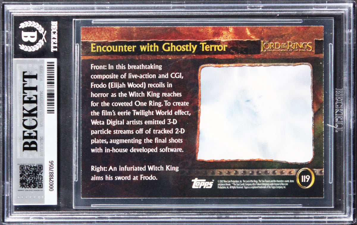Elijah Wood "Frodo" Signed 2002 Topps LOTR Update #119 Card Auto 10! BAS Slabbed