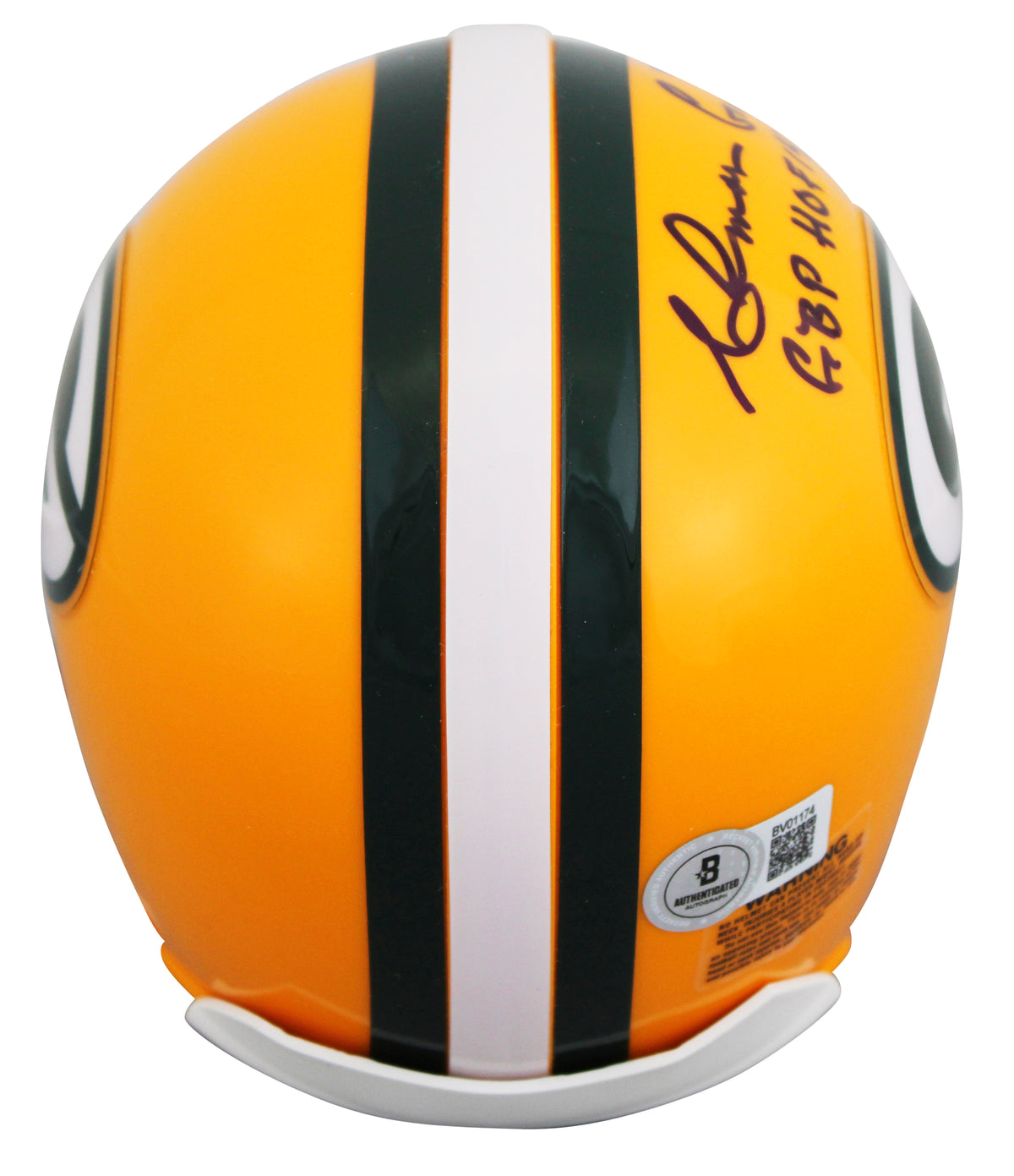 Packers Ahman Green "GBP HOF 14" Signed VSR4 Rep Mini Helmet W/ Case BAS 1