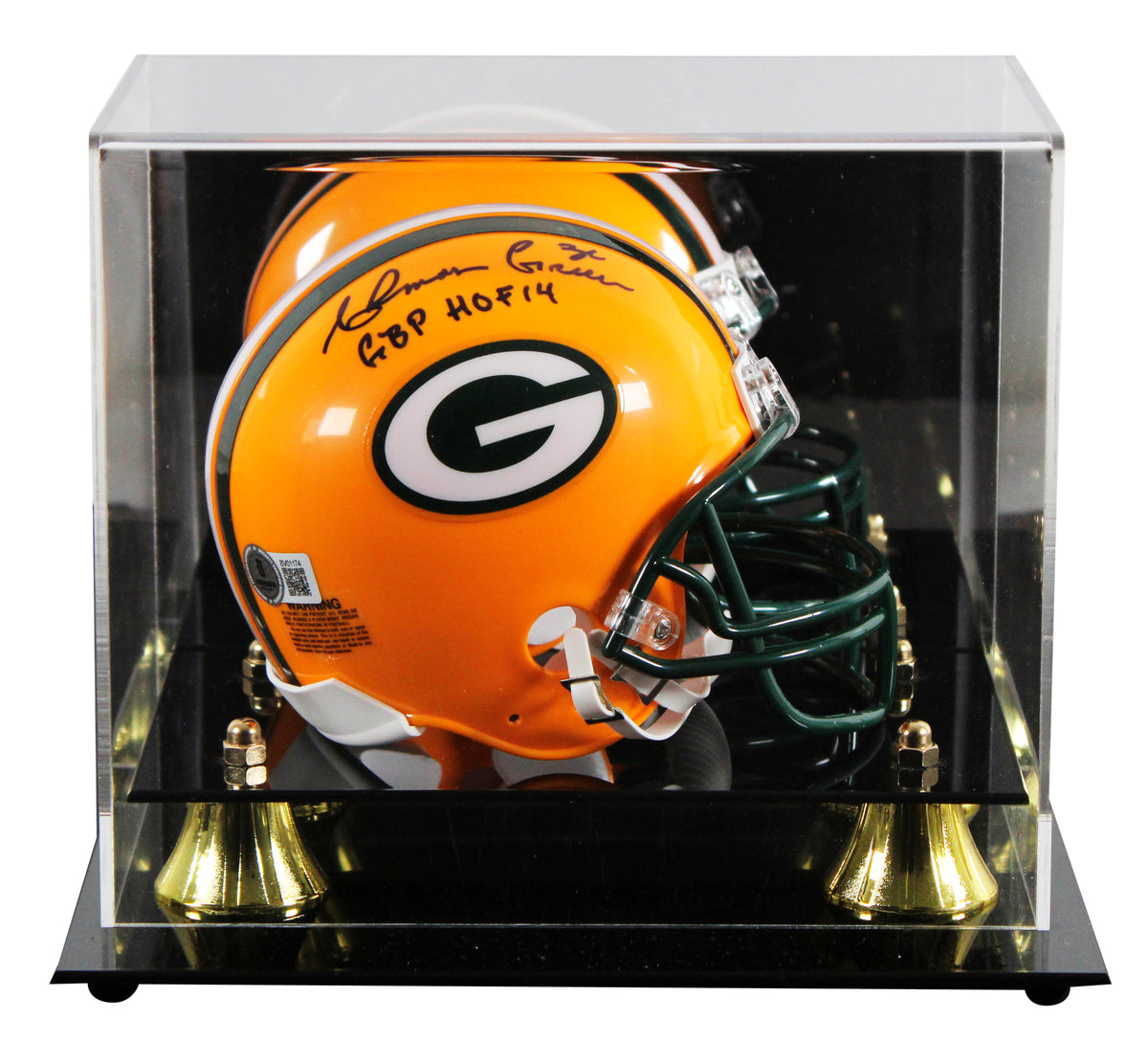 Packers Ahman Green "GBP HOF 14" Signed VSR4 Rep Mini Helmet W/ Case BAS 1