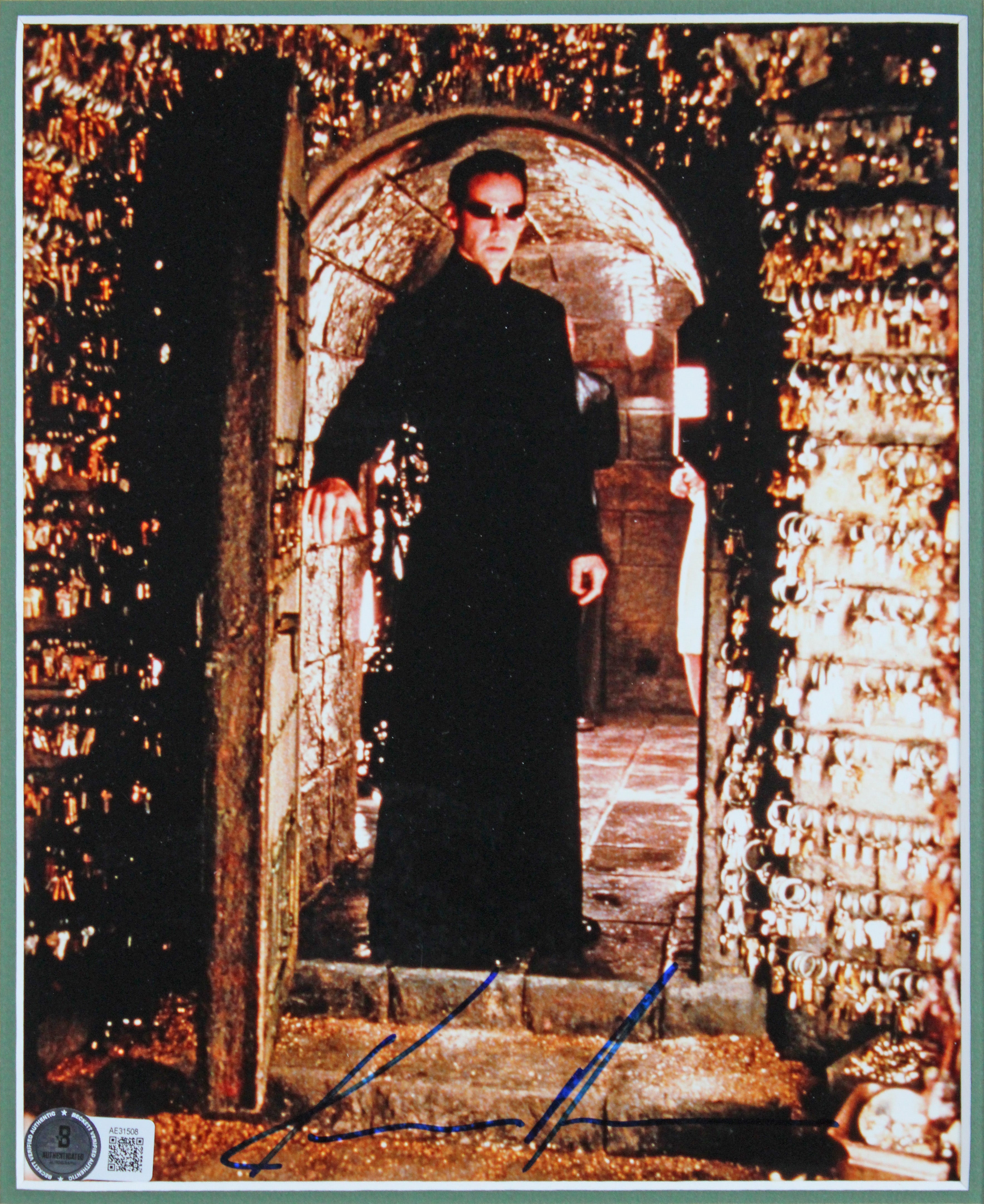 Keanu Reeves & Laurence Fishburne The Matrix Authentic Signed Framed Display BAS