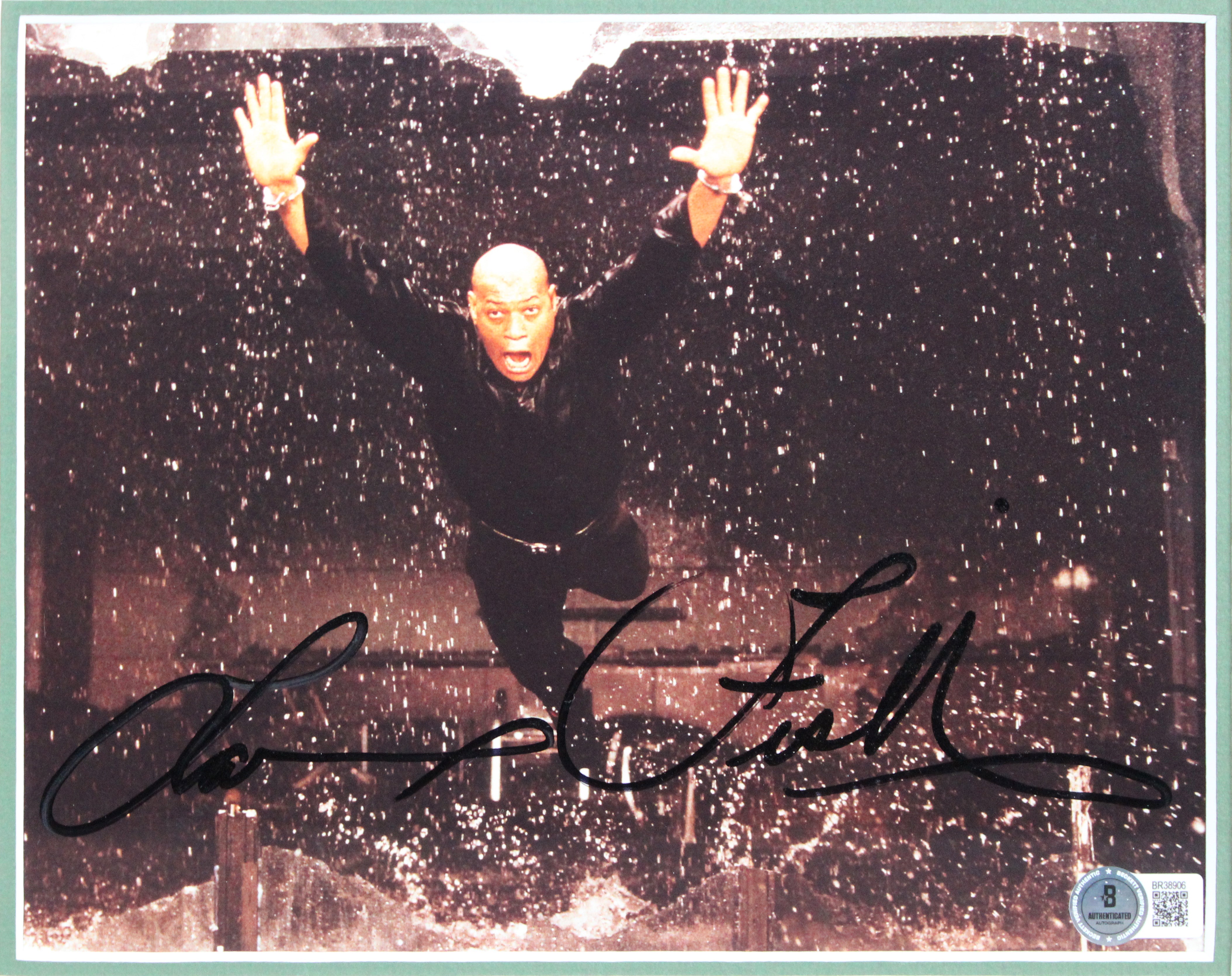 Keanu Reeves & Laurence Fishburne The Matrix Authentic Signed Framed Display BAS