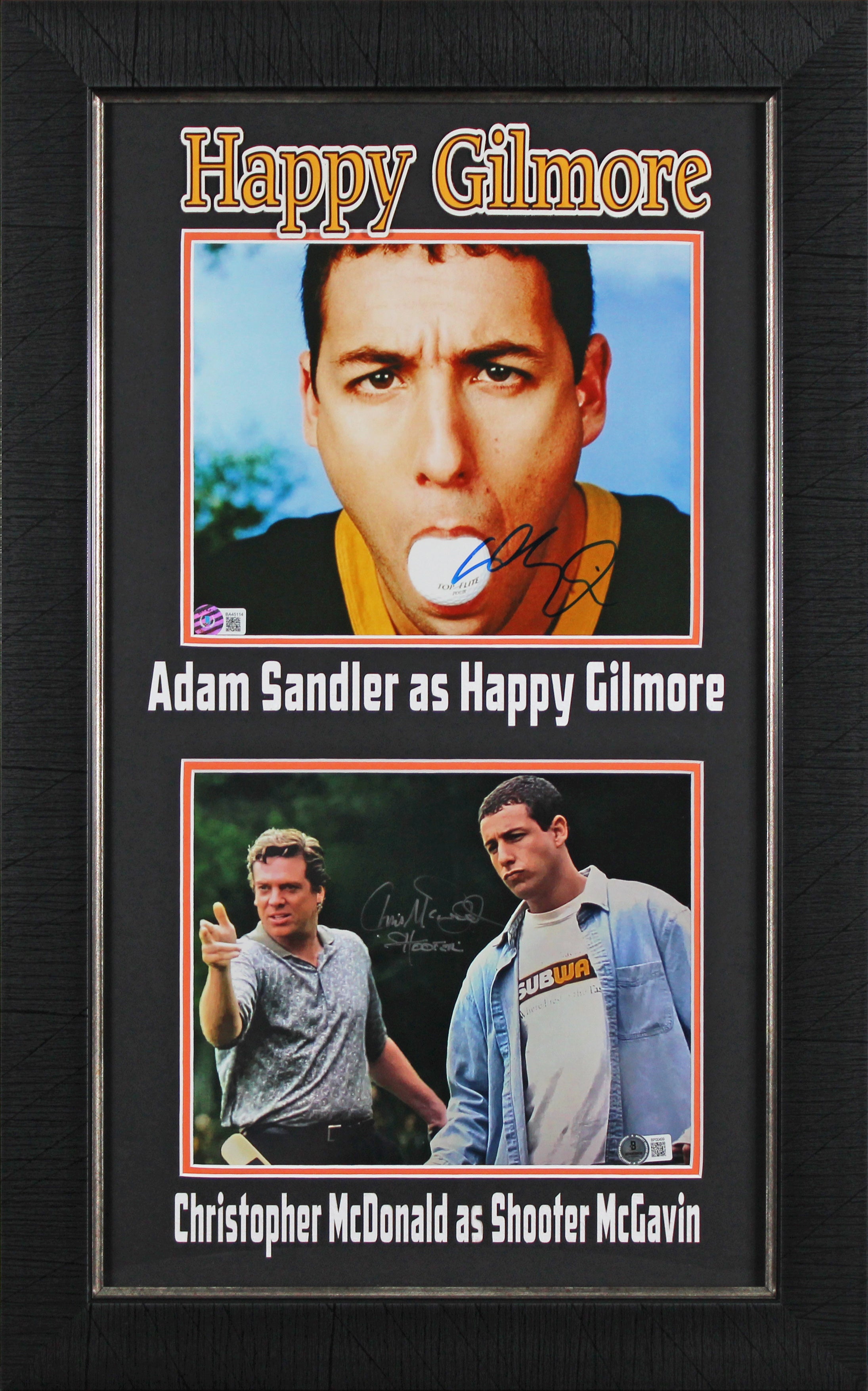 Adam Sandler & Christopher McDonald Happy Gilmore Signed Framed Display BAS