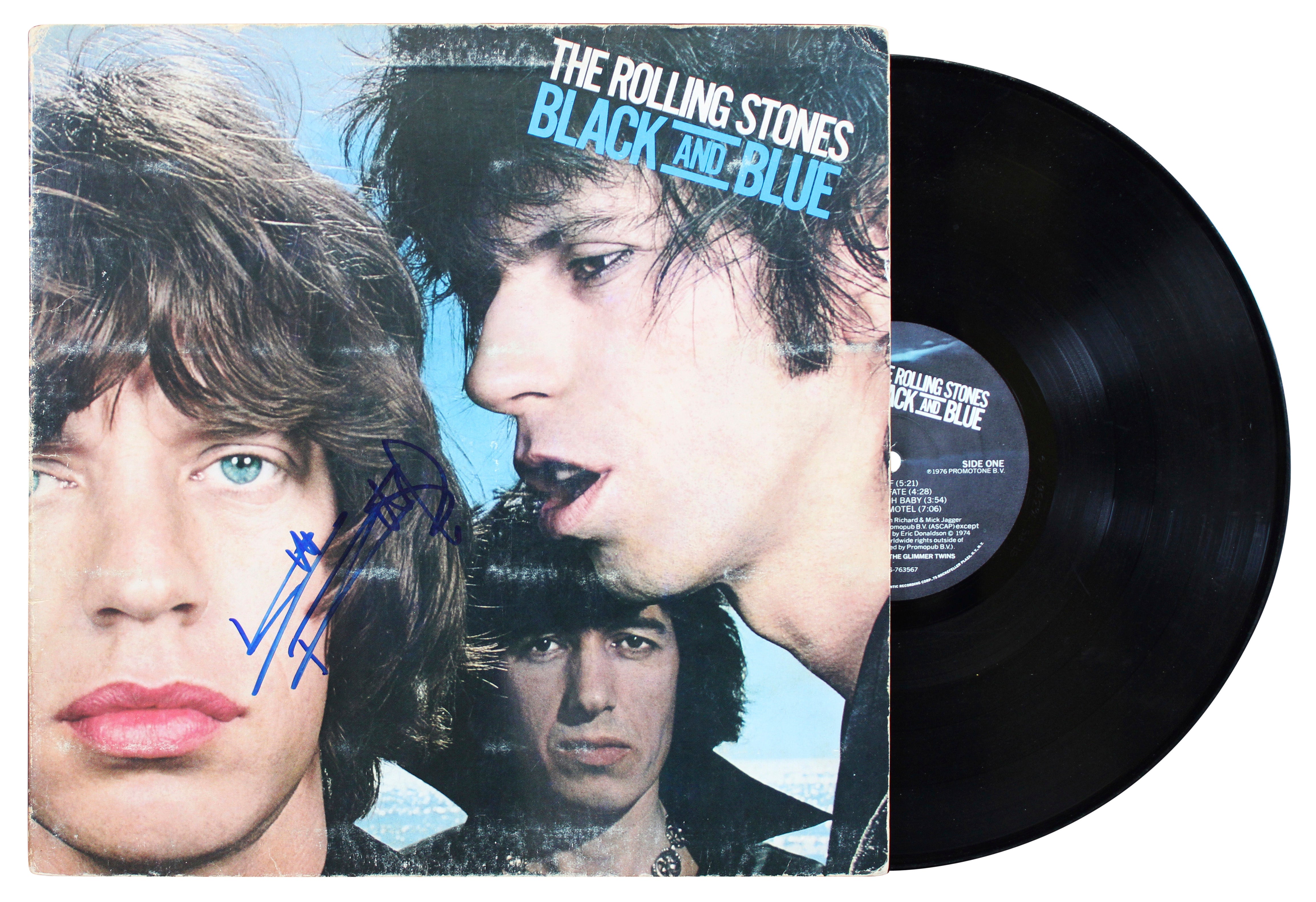 Keith Richards The Rolling Stones Signed Black And Blue Album Cover BAS #AE02797