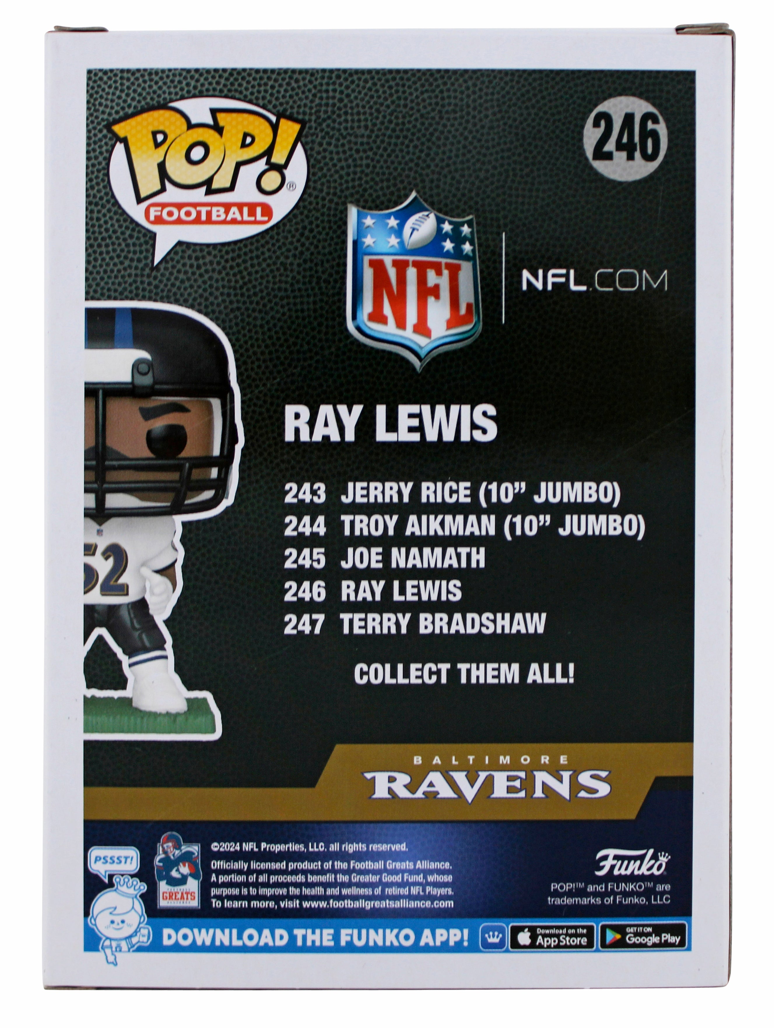 Ravens Ray Lewis Authentic Signed #246 Funko Pop Vinyl Figure BAS Wit #1W973268