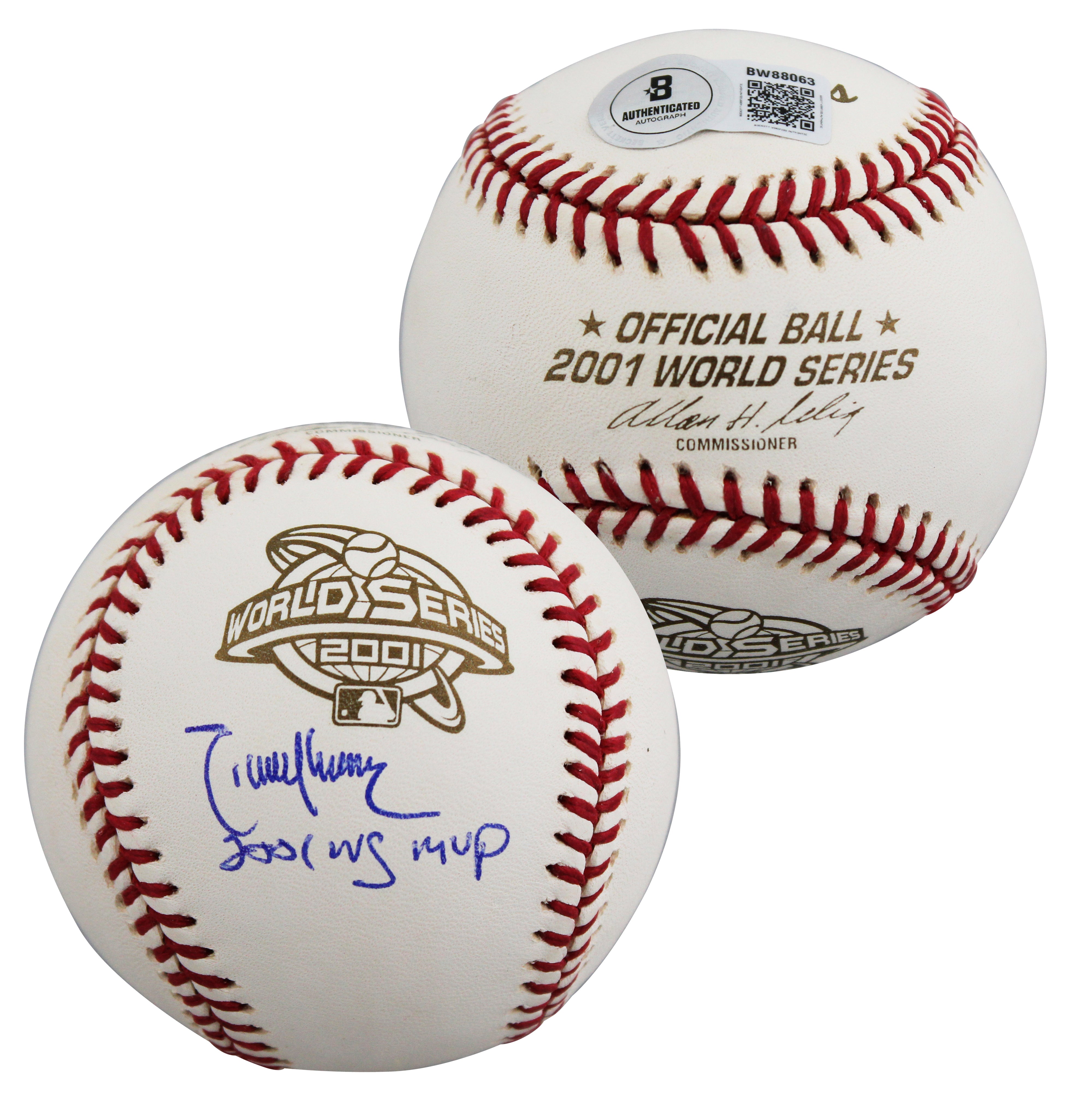 D-Backs Randy Johnson "WS MVP" Signed 2001 WS Logo OML Baseball BAS #BW88063