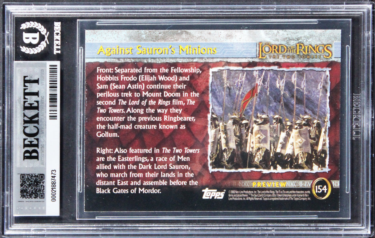 Wood & Astin Signed 2001 Topps LOTR Update ASM #154 Card Auto GM 10! BAS Slabbed