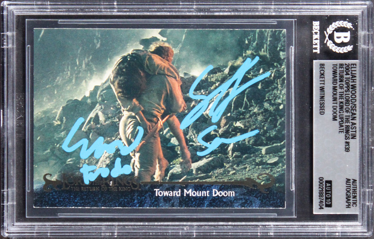 Wood & Astin Signed 2001 Topps LOTR Update TMB #139 Card Auto GM 10! BAS Slabbed