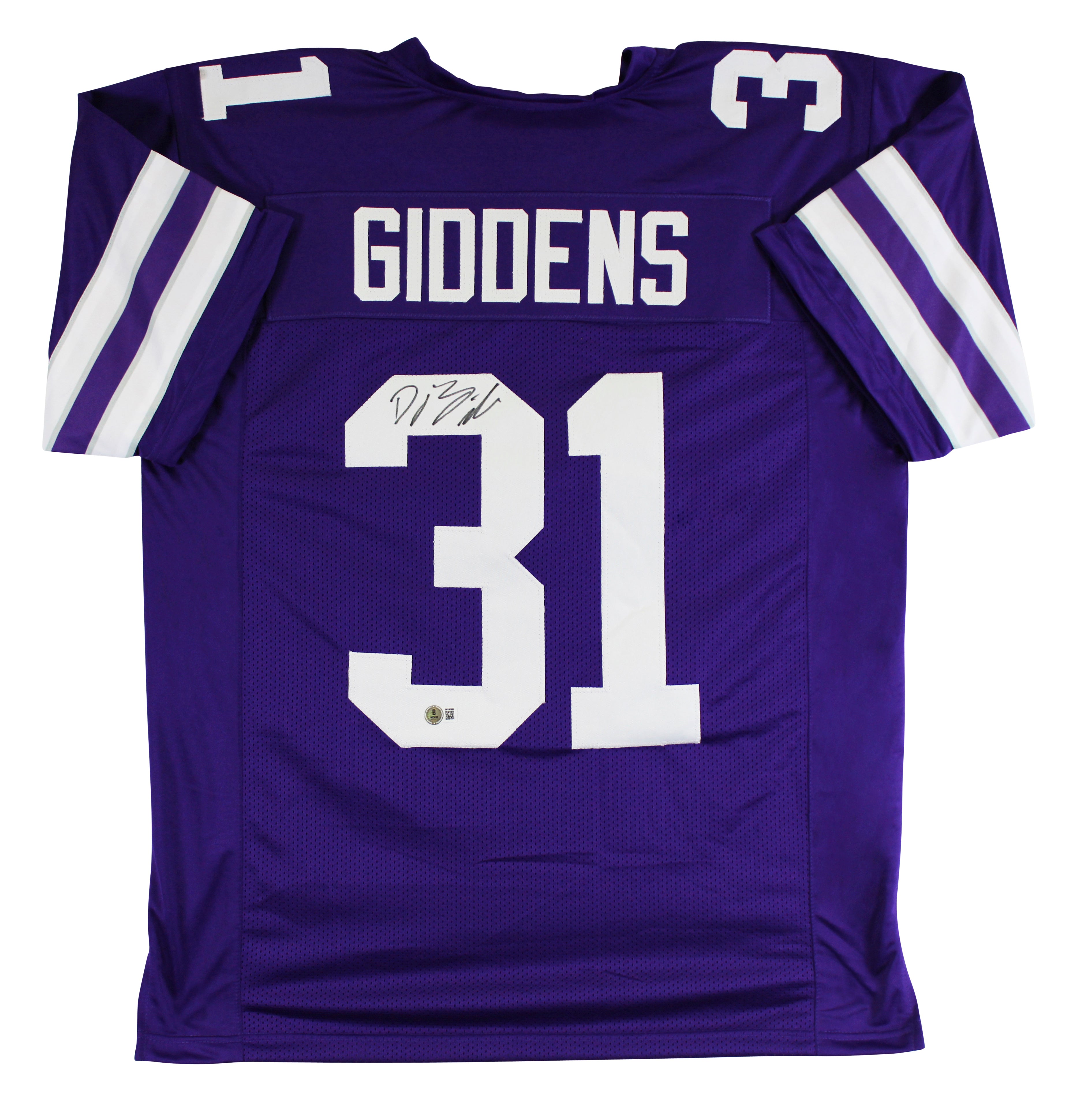 Kansas State D.J. Giddens Authentic Signed Purple Pro Style Jersey BAS Witnessed