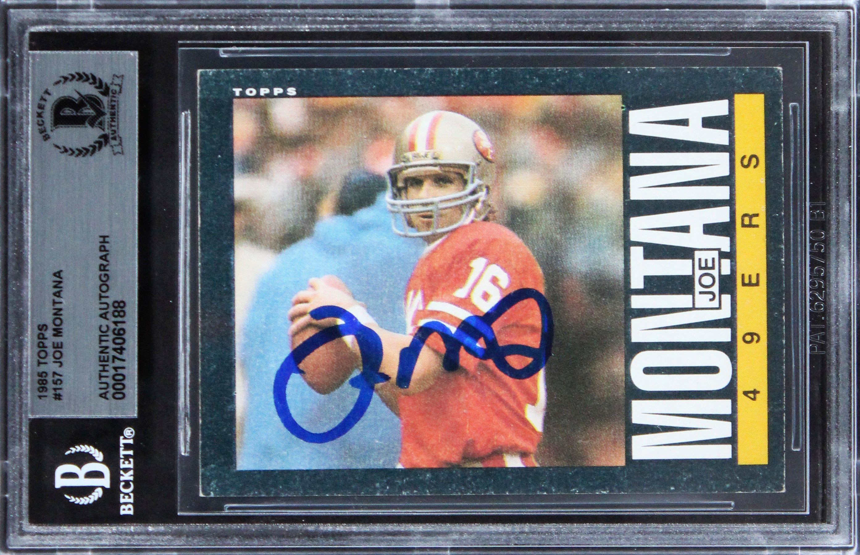 49ers Joe Montana Authentic Signed 1985 Topps #157 Card BAS Slabbed