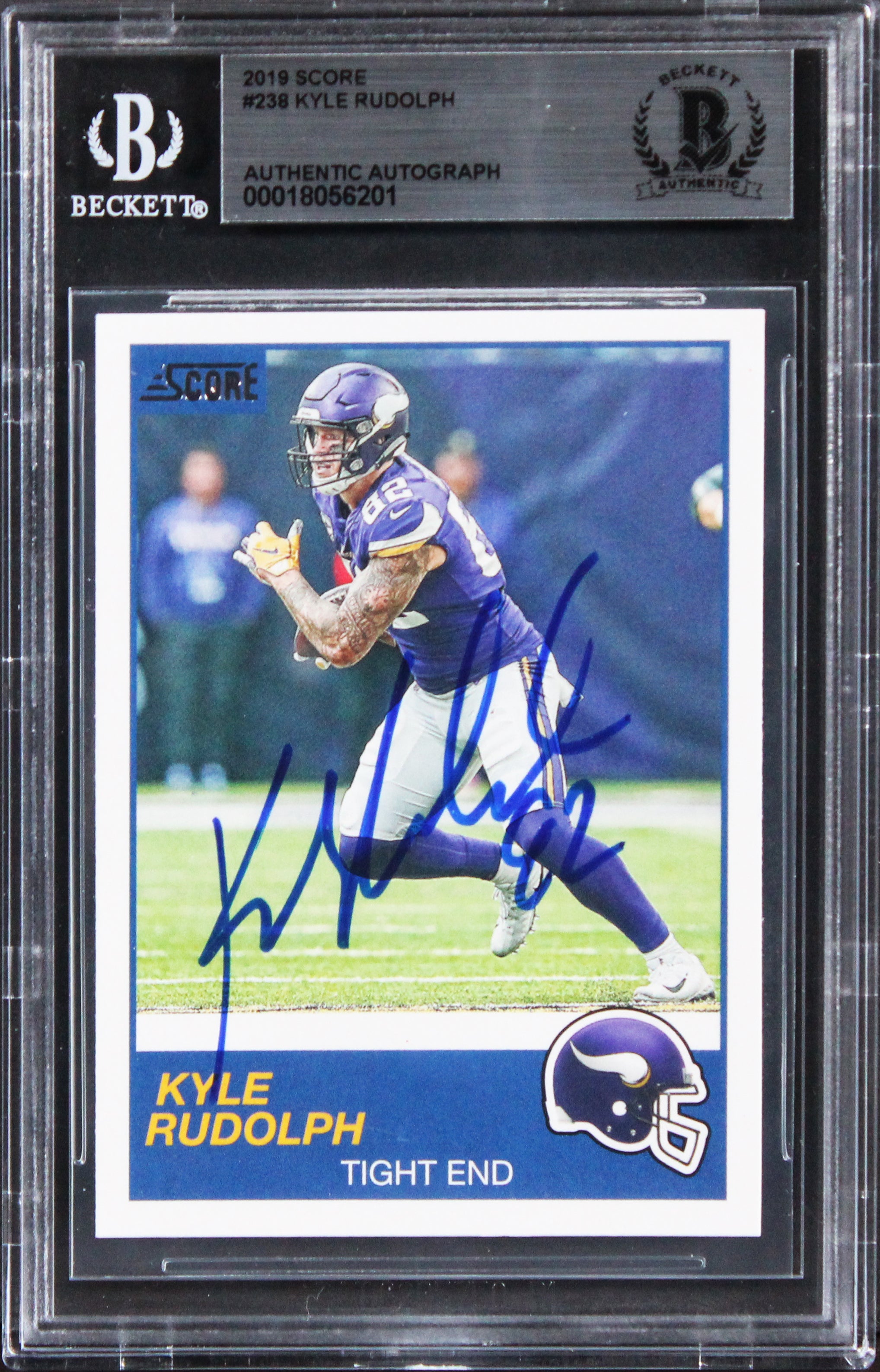 Vikings Kyle Rudolph Authentic Signed 2019 Score #238 Card BAS Slabbed