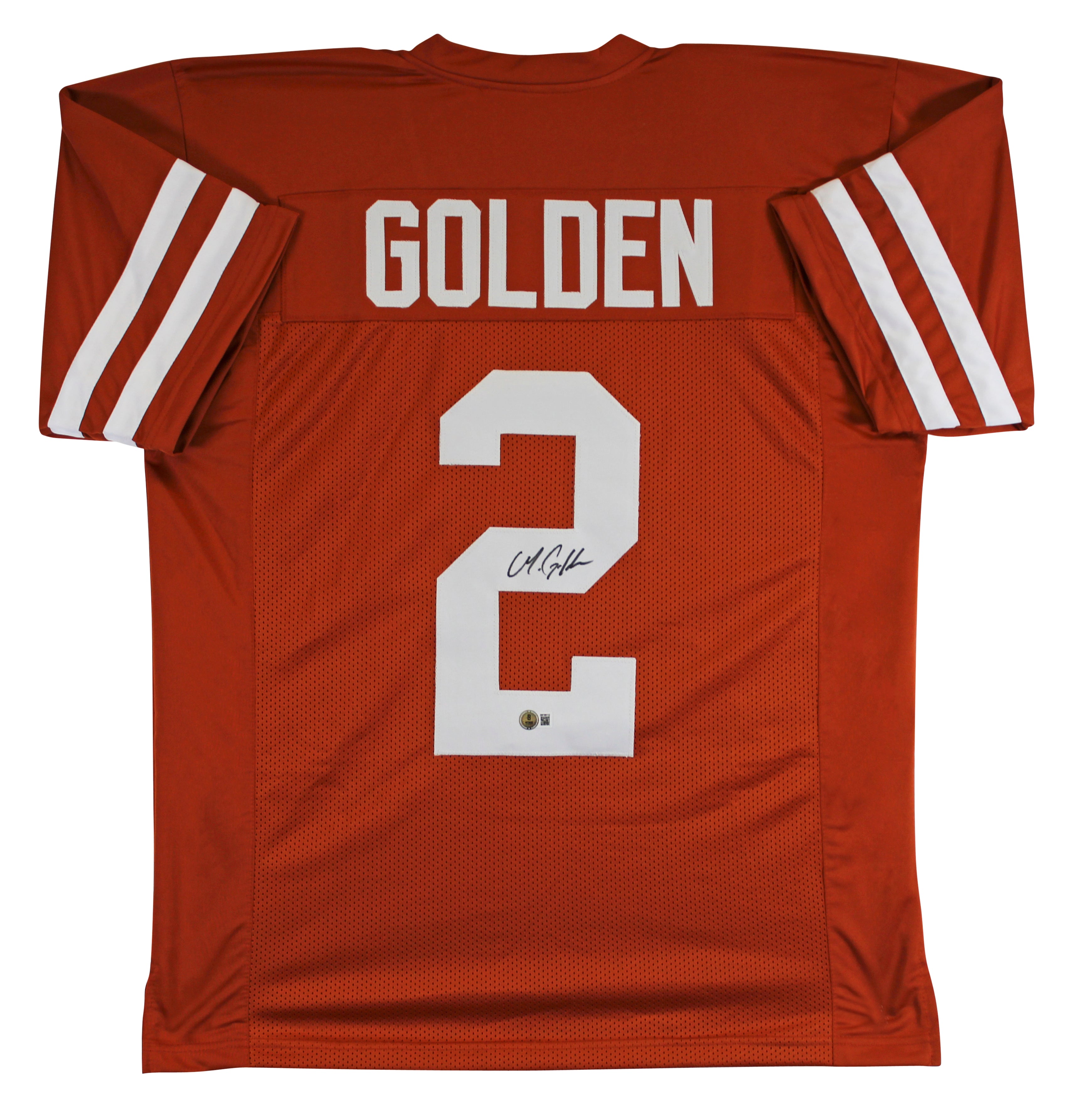 Texas Matthew Golden Authentic Signed Burnt Orange Pro Style Jersey BAS Witness