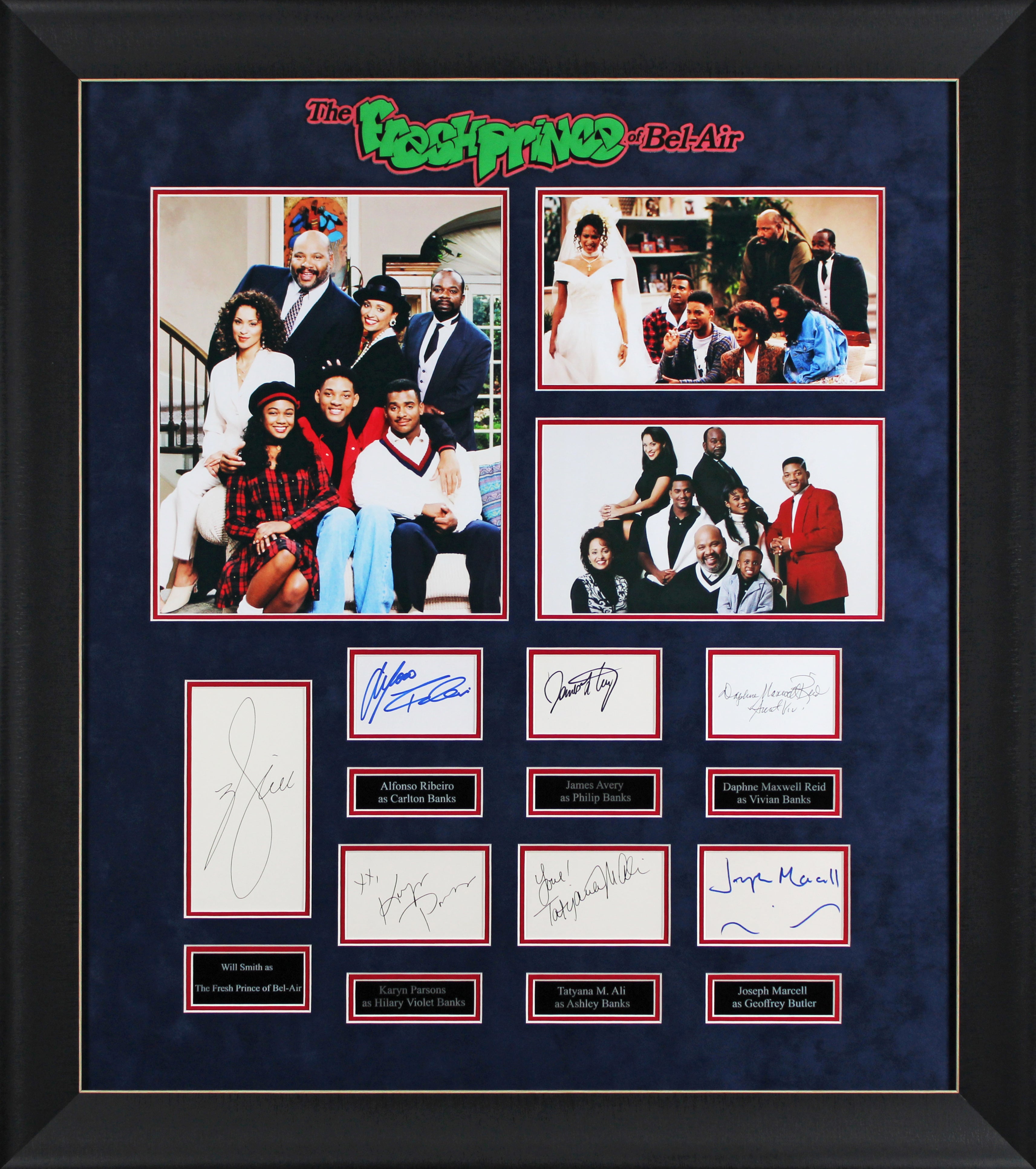 Fresh Prince of Bel-Air (7) Smith, Parsons, Ribeiro +4 Signed Framed Display BAS