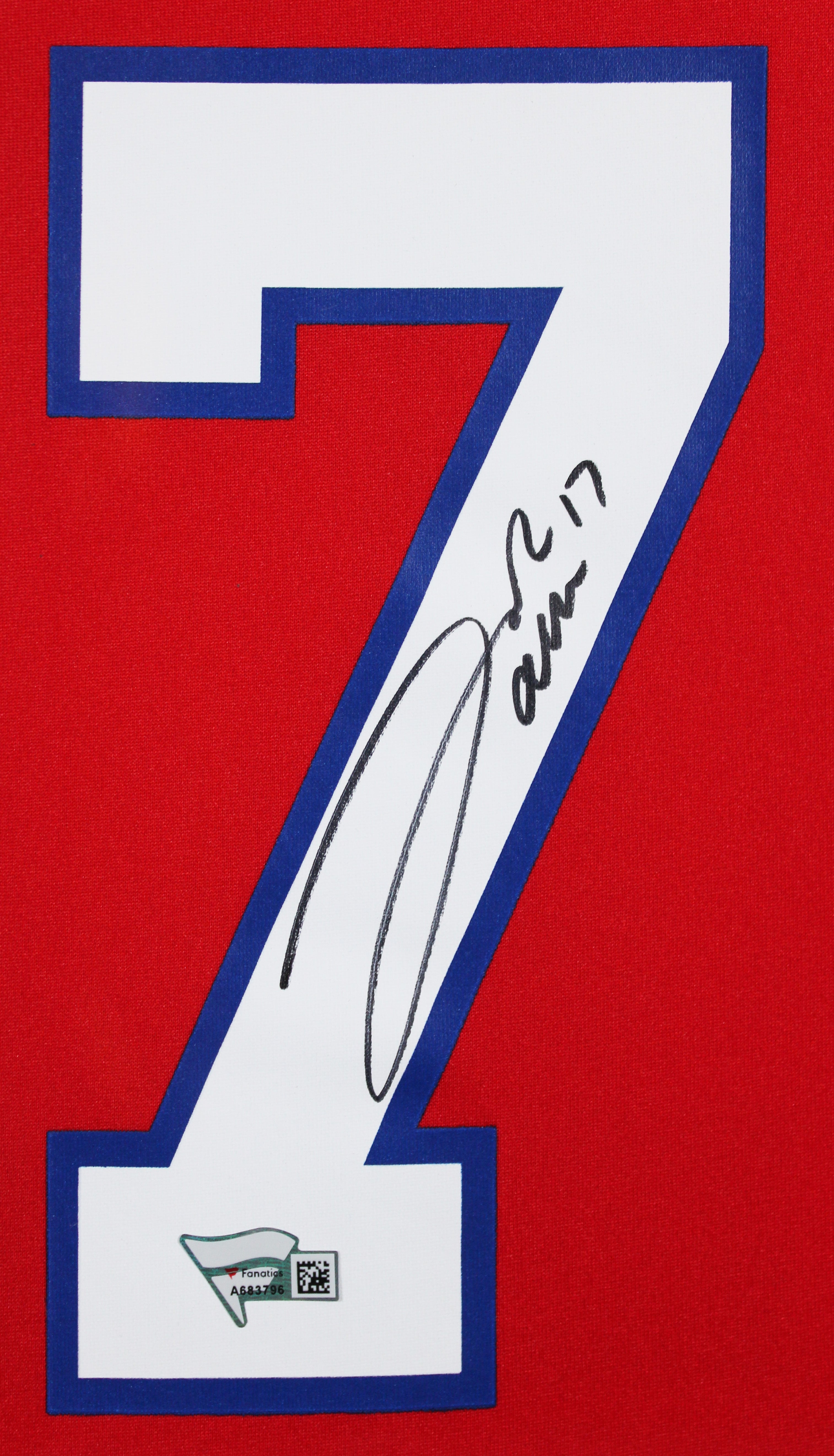 Bills Josh Allen Signed Red Nike Game Framed Jersey w/ Black Sig Fanatics