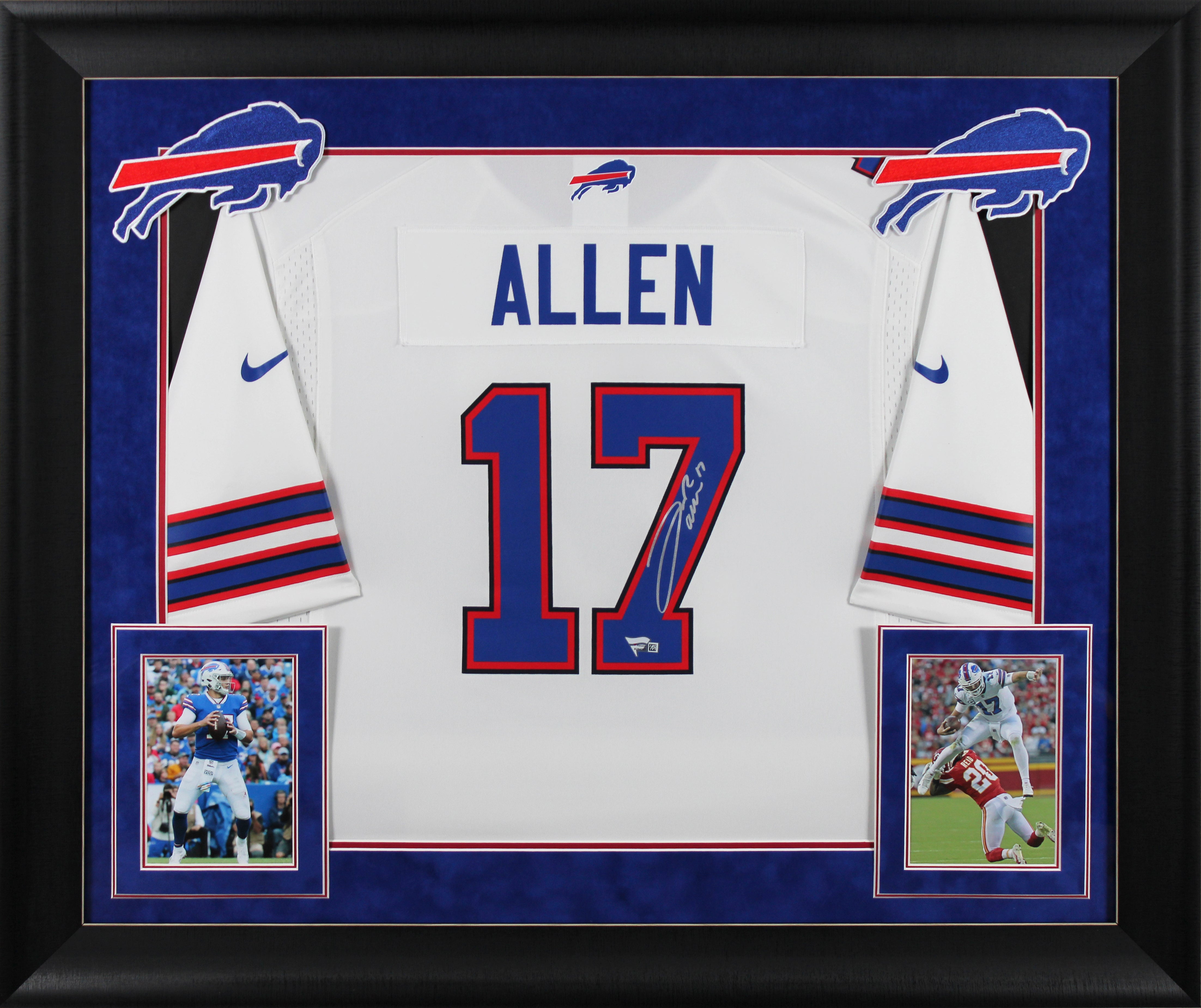 Bills Josh Allen Signed White Nike Game Framed Jersey w/ Silver Sig Fanatics