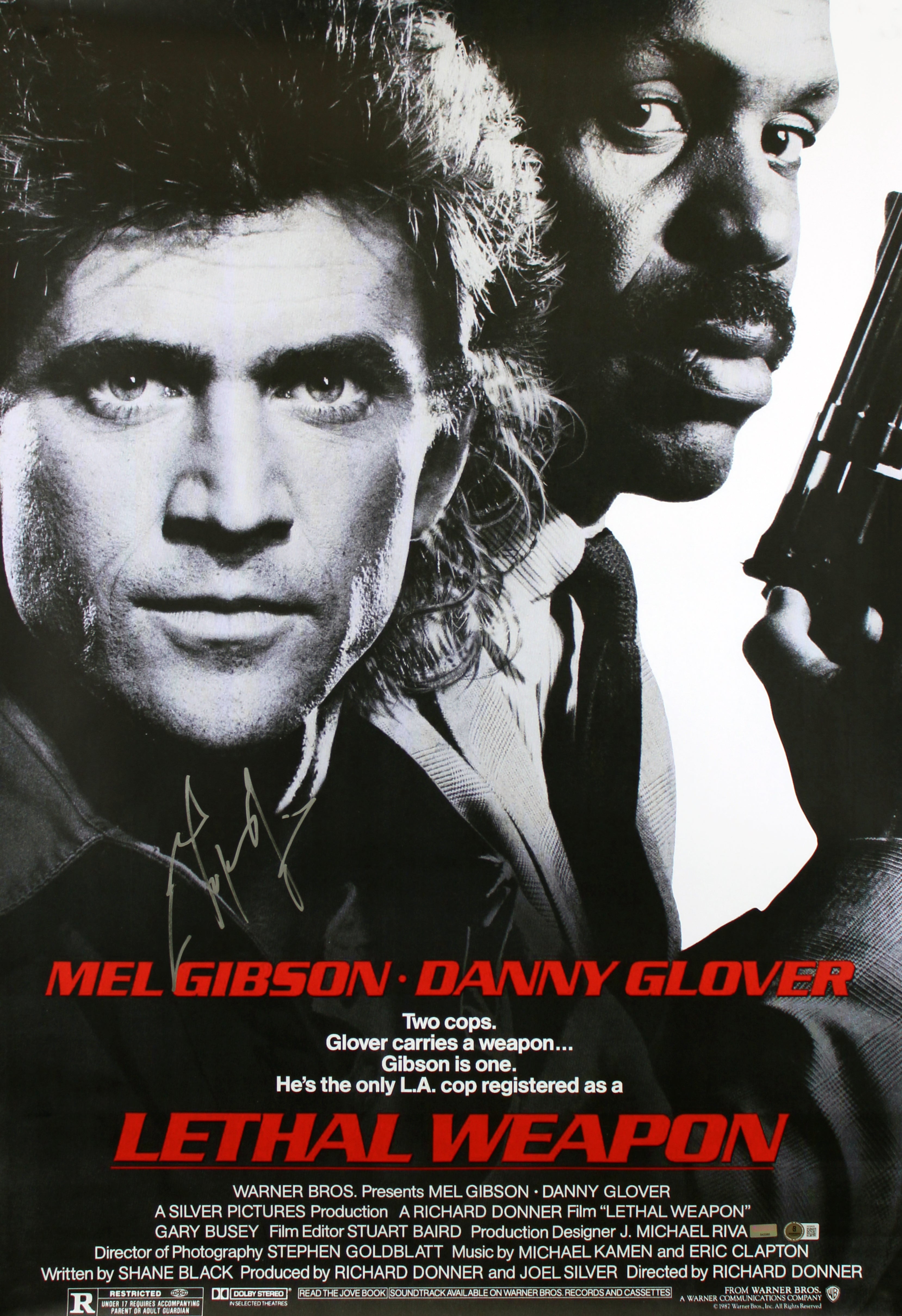 Mel Gibson Lethal Weapon Authentic Signed & Framed 27x40 Poster Autographed BAS