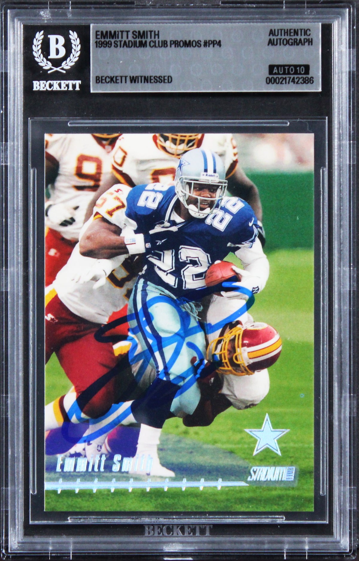 Cowboys Emmitt Smith Signed 1999 Stadium Club Promos #PP4 Card Auto 10! BAS Slab