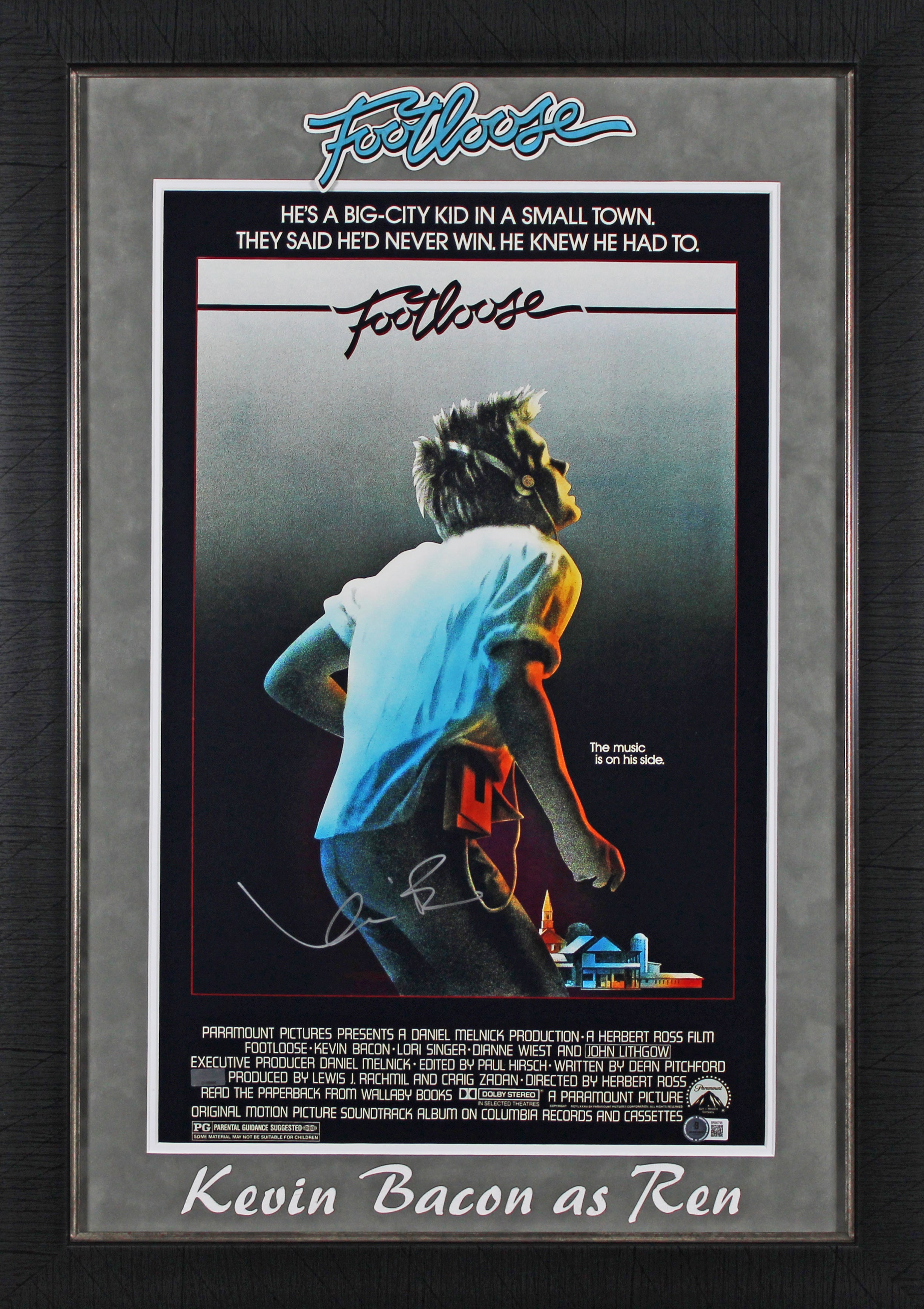 Kevin Bacon Footloose Authentic Signed Framed 16x24 Photo BAS #BR85795