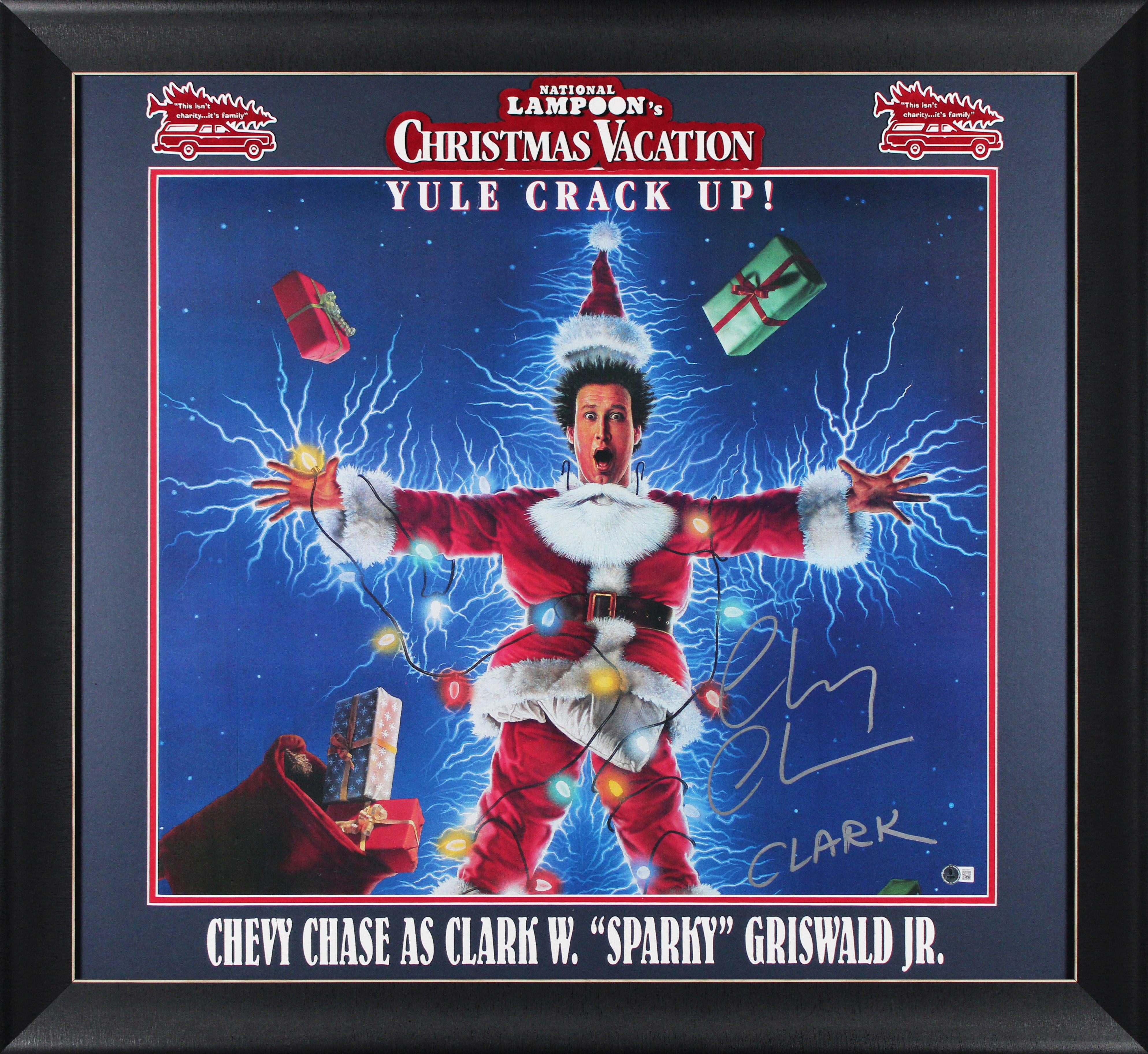 Chevy Chase Christmas Vacation "Clark" Signed & Framed 24x27 Poster BAS Witness