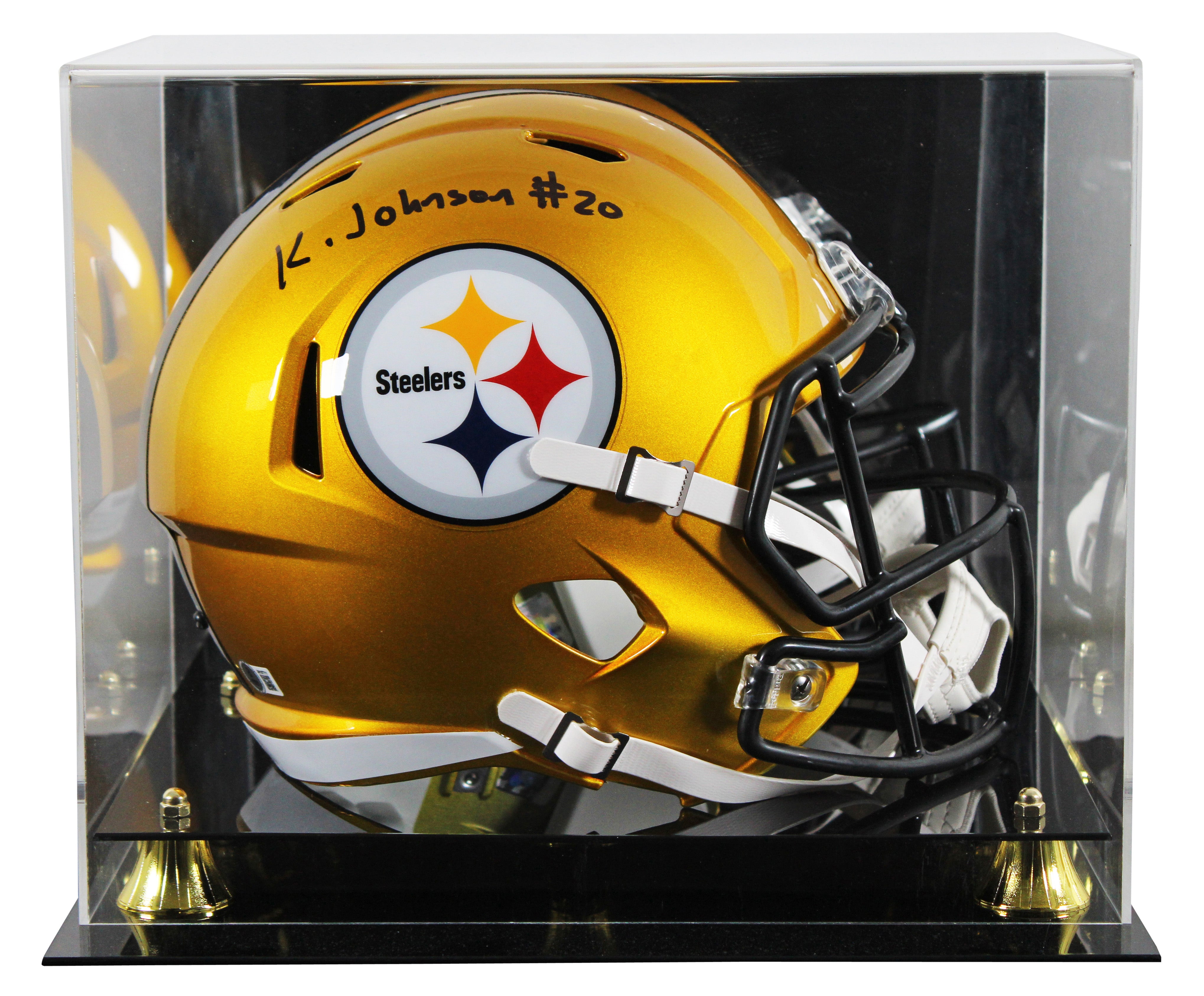 Steelers Kaleb Johnson Signed Flash Full Size Speed Rep Helmet W/ Case BAS Wit