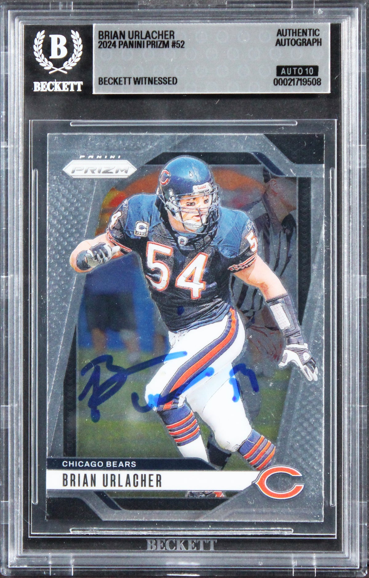Bears Brian Urlacher Signed 2024 Panini Prizm #52 Card Auto GM 10! BAS Slabbed