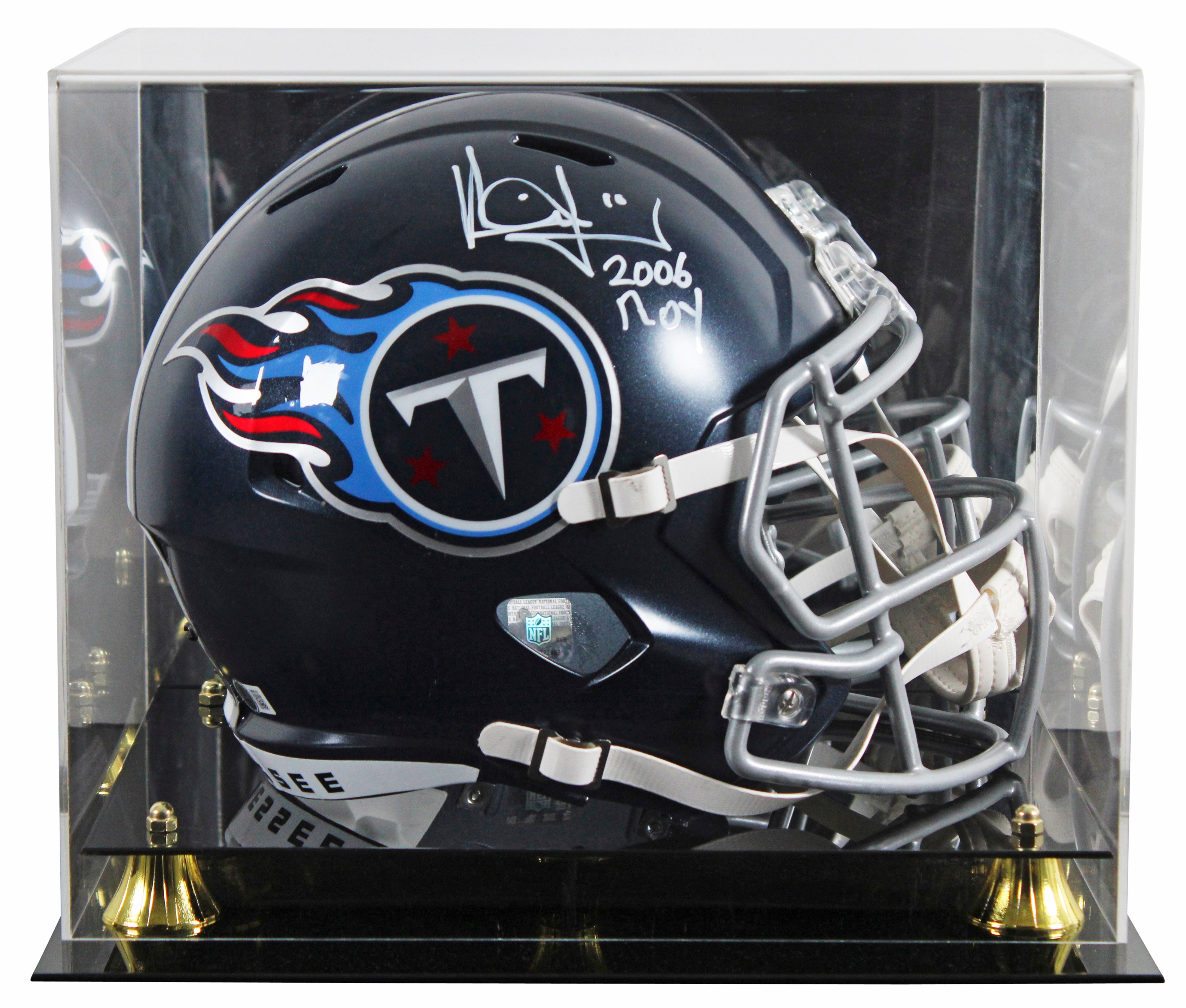 Titans Vince Young "2006 ROY" Signed Full Size Speed Rep Helmet W/ Case BAS Wit