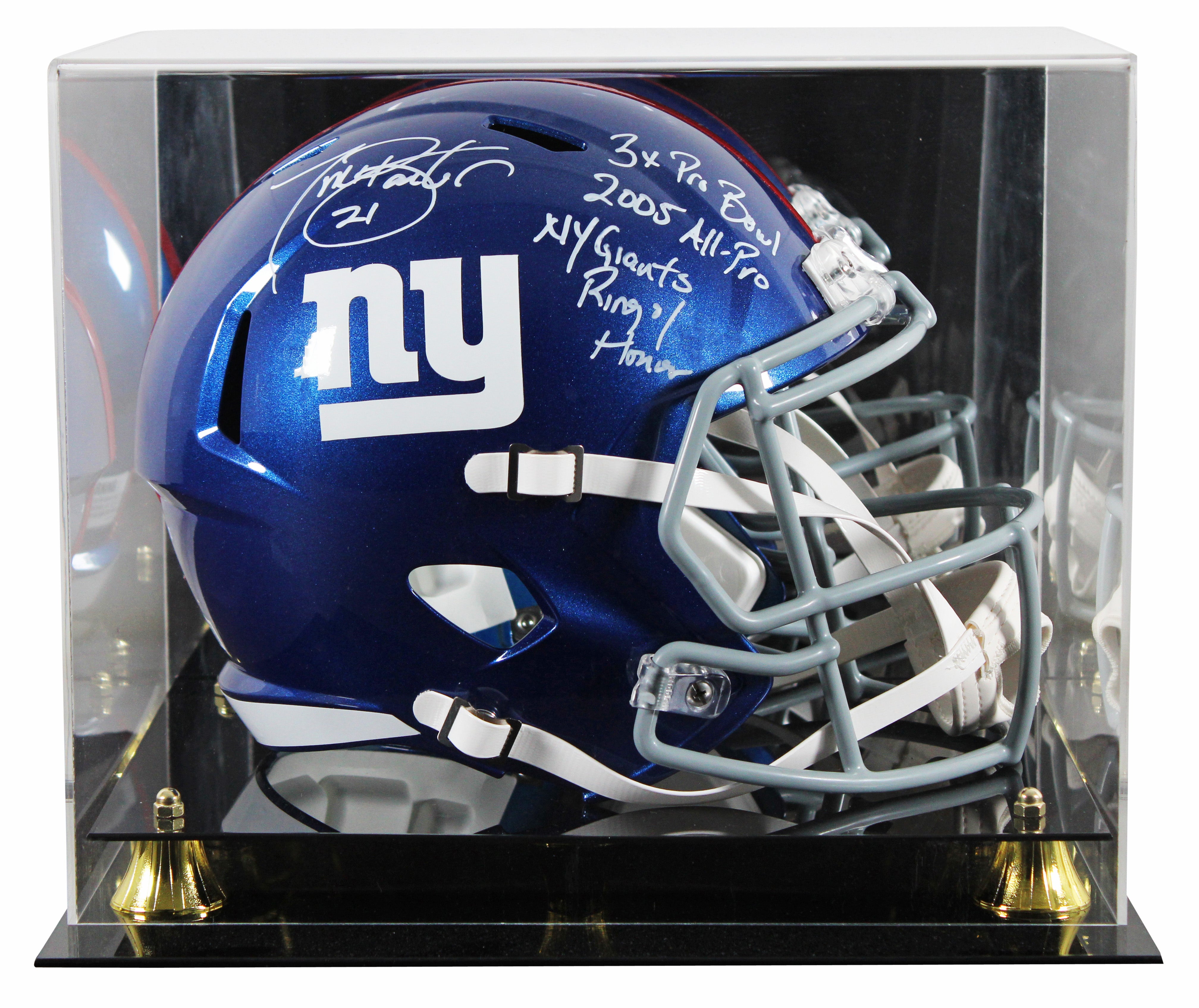 Giants Tiki Barber "3x Insc" Signed Full Size Speed Rep Helmet W/ Case BAS Wit